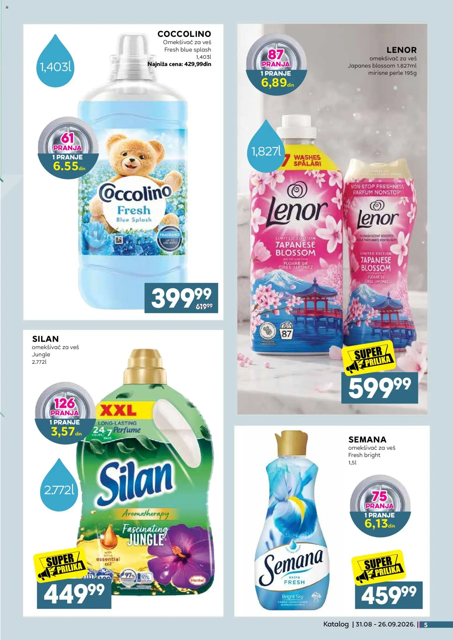 Idea katalog - važi od 31.08.2026 | Strana: 5 | Proizvode: Lenor, Omekšivač, Silan, Coccolino