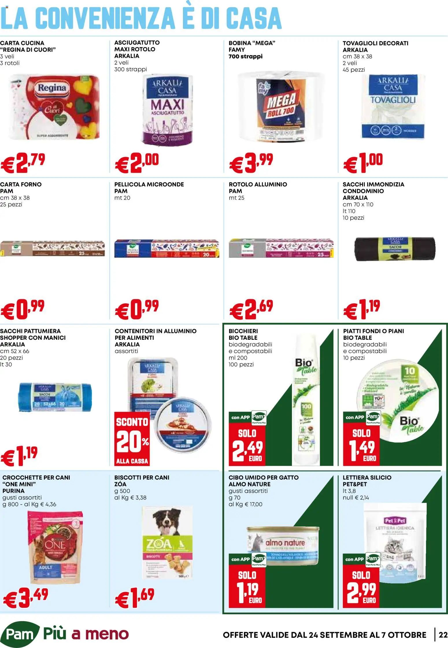 Volantino PAM del 24/09/2026 | Pagina: 22 | Prodotti: Microonde, Crocchette, Asciugatutto, Crocchette per cani