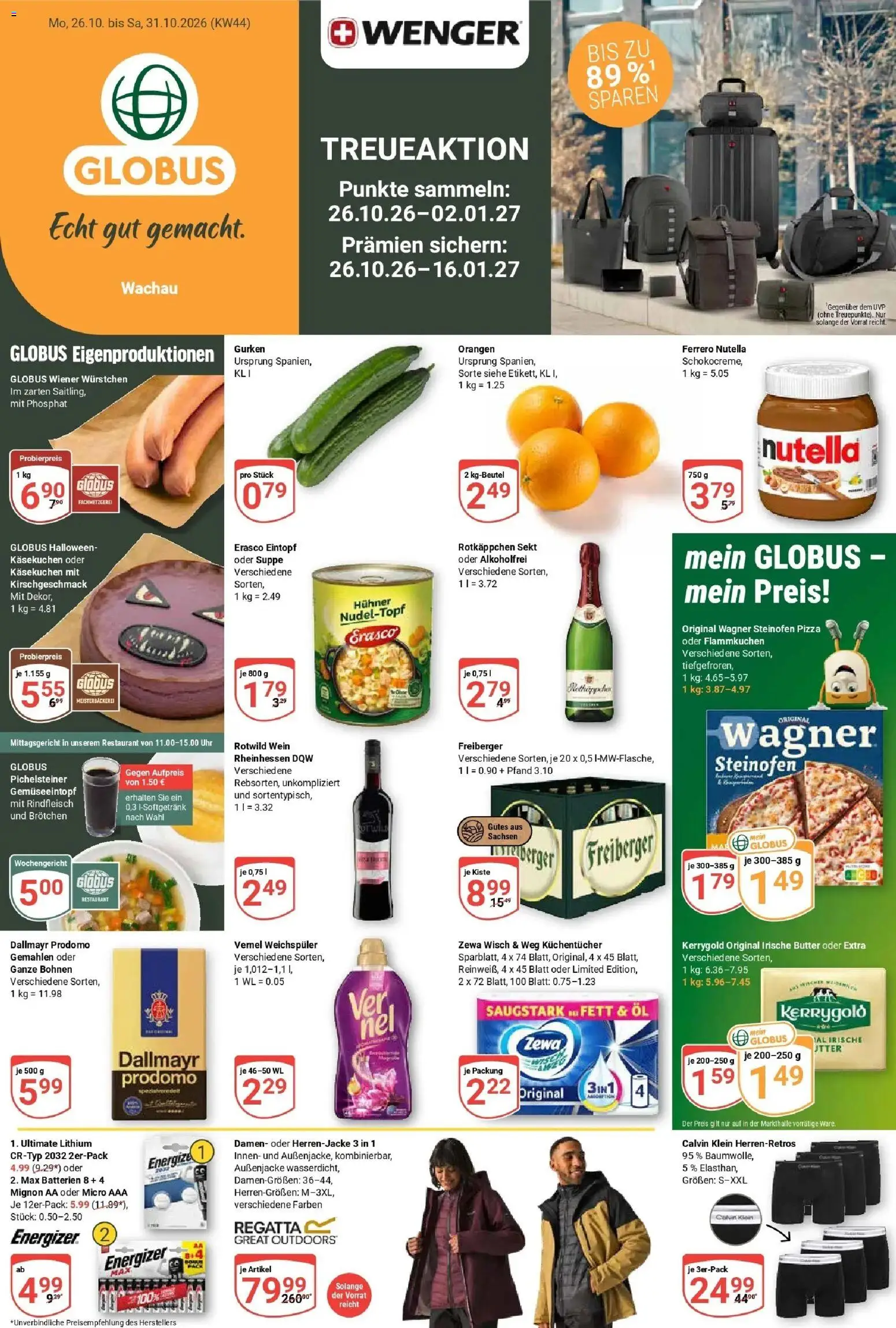 Globus Prospekt Markkleeberg – gültig ab 26.10.2026 | Seite: 1 | Produkte: Weichspüler, Rotkäppchen, Dallmayr prodomo, Vernel