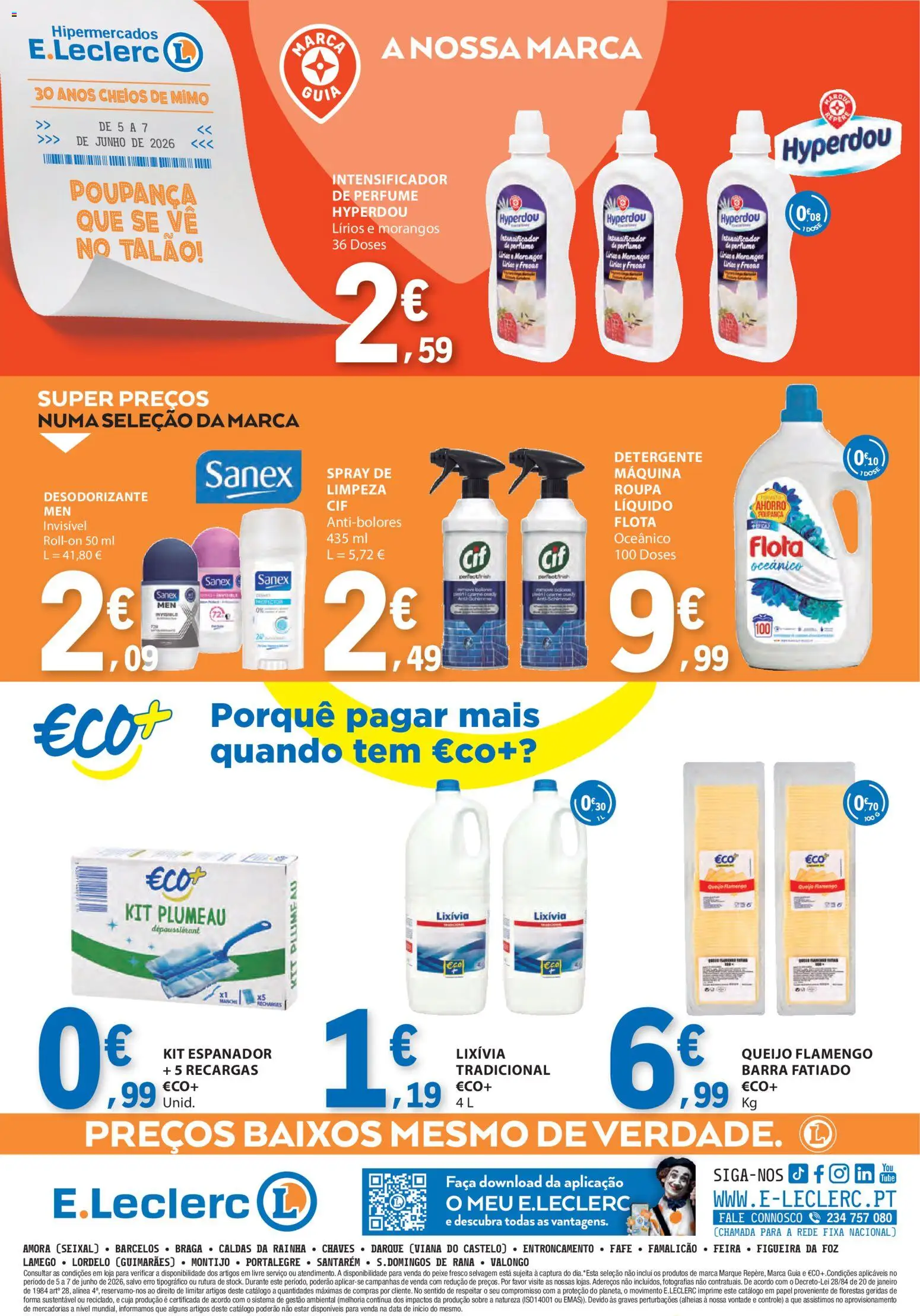 E.Leclerc Catálogo Fim de Semana │ válido de 05.06.2026 | Página: 4 | Produtos: Faca, Desodorizante, Detergente, Morangos