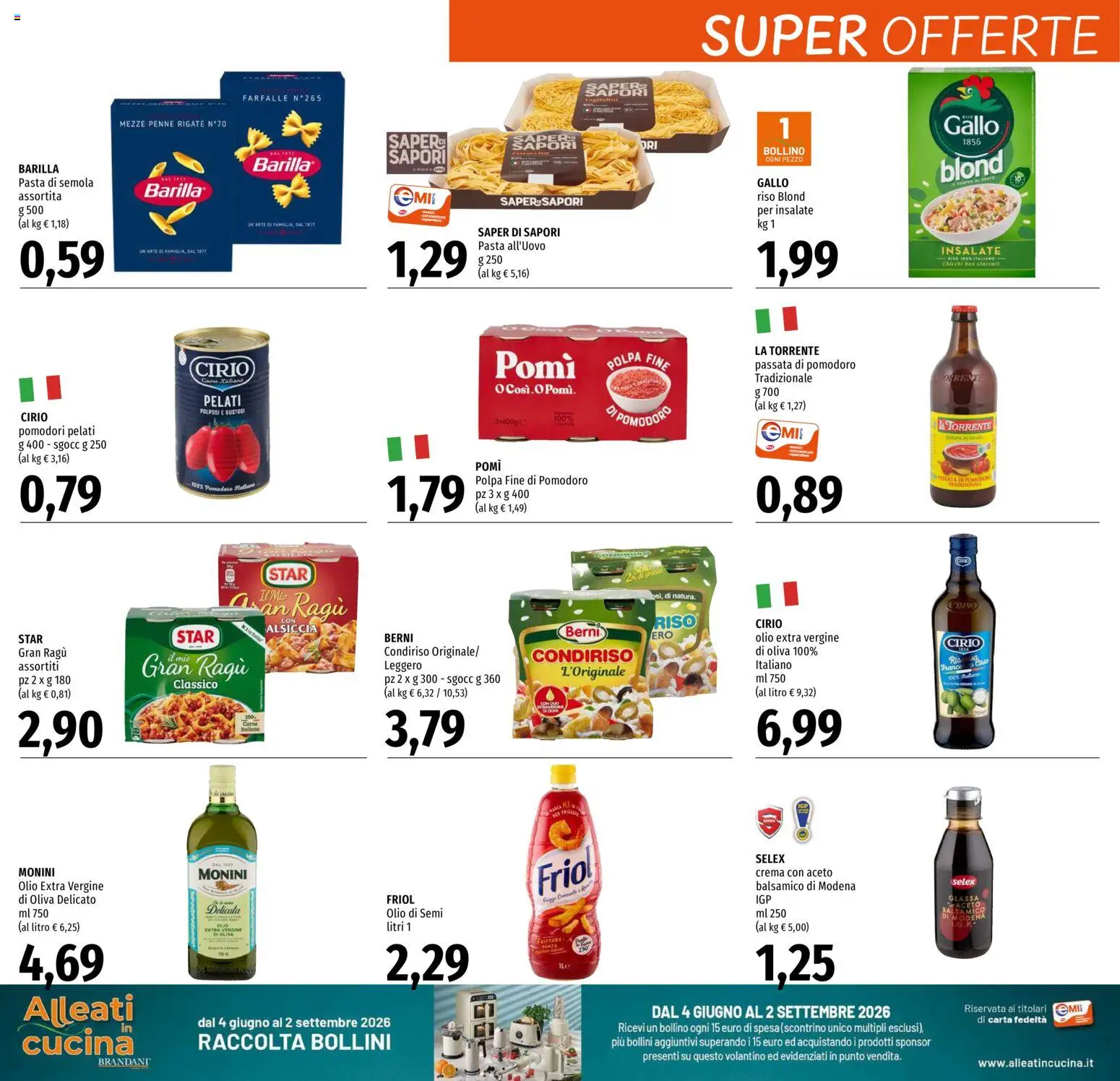 Volantino EMI del 16/07/2026 | Pagina: 12 | Prodotti: Pomodori, Passata di pomodoro, Ragú, Olio extra vergine