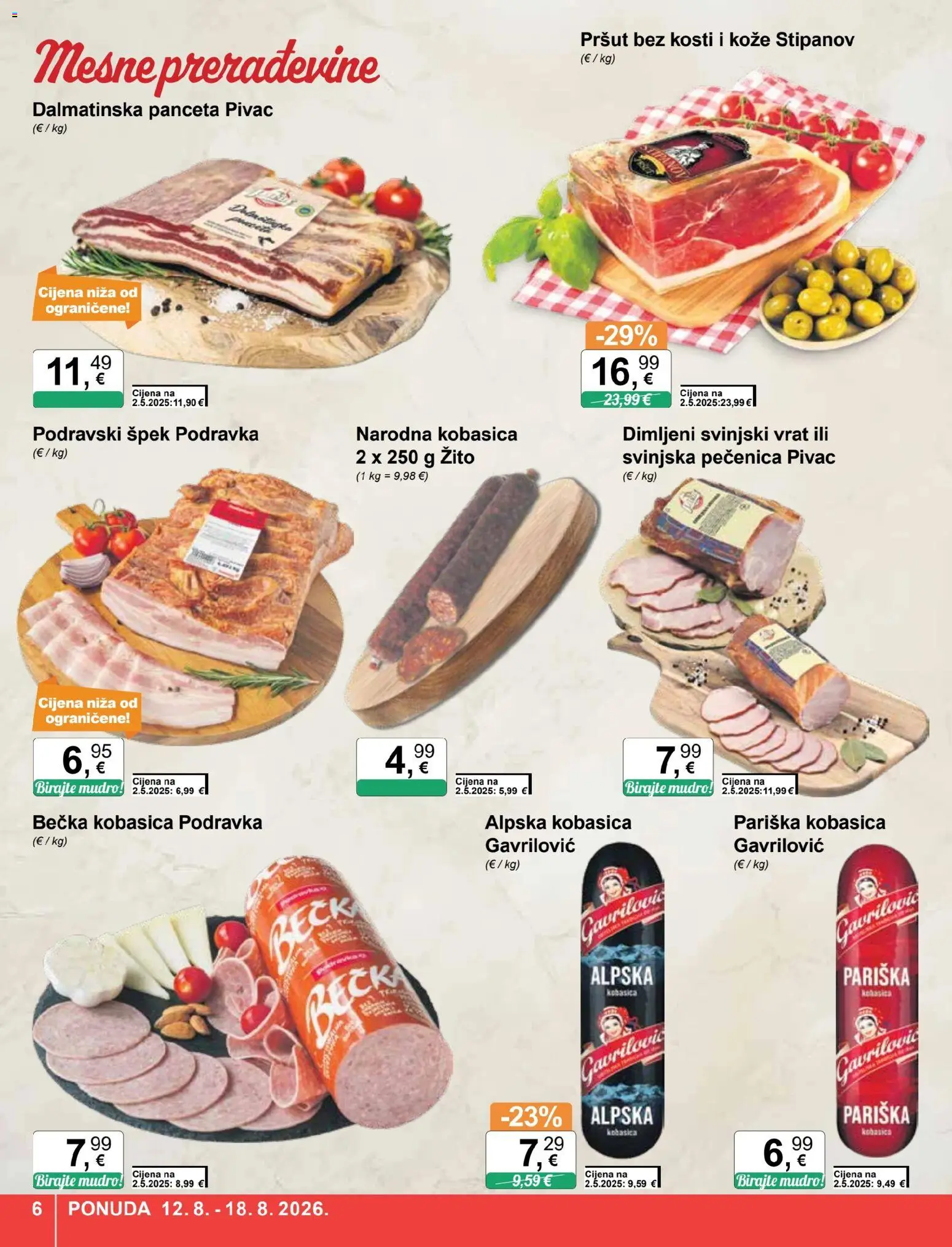 KTC katalog | vrijedi od 12.08.2026 | Stranica: 6 | Proizvodi: Vrat, Svinjski vrat, Kobasica, Panceta