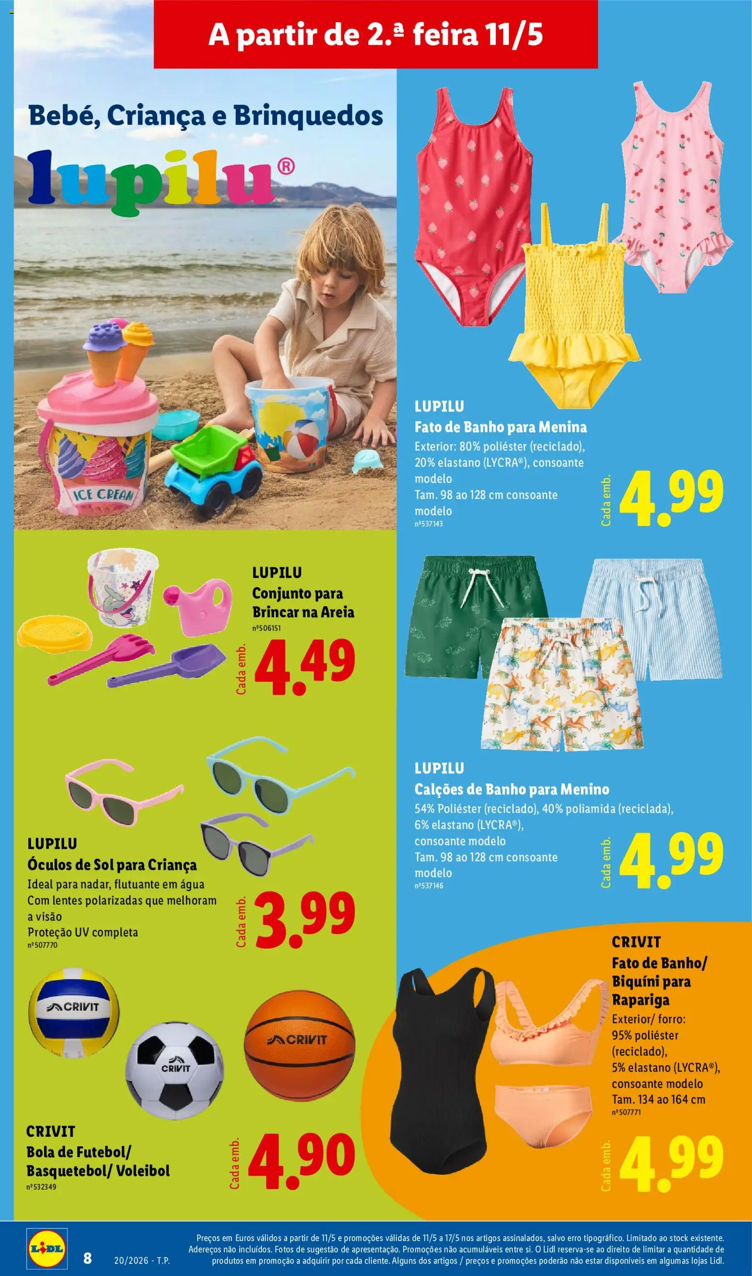 Lidl Novidades │ válido de 11.05.2026 | Página: 8 | Produtos: Óculos de sol, Areia, Banho, Fato de banho