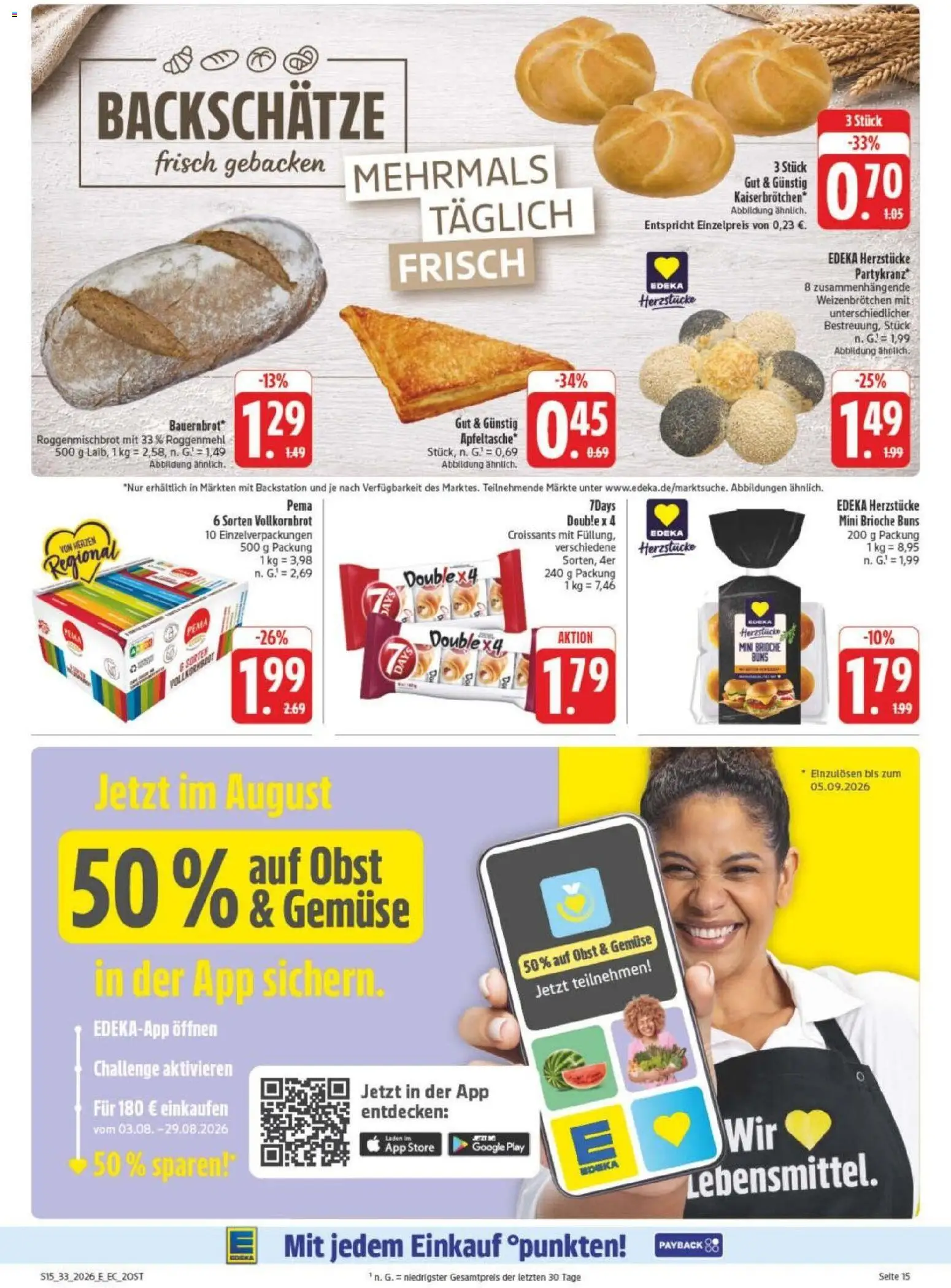 Edeka Prospekt Leipzig – gültig ab 10.08.2026 | Seite: 19 | Produkte: Vollkornbrot, Gemüse, Obst