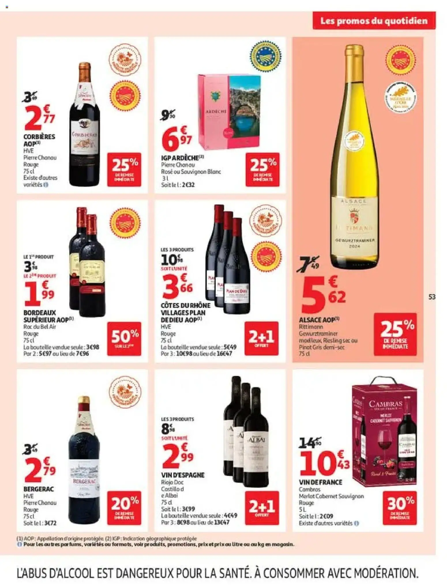 {H1} | Page: 53 | Produits: Cabernet Sauvignon, Bordeaux superieur, Gewurztraminer, Pinot gris