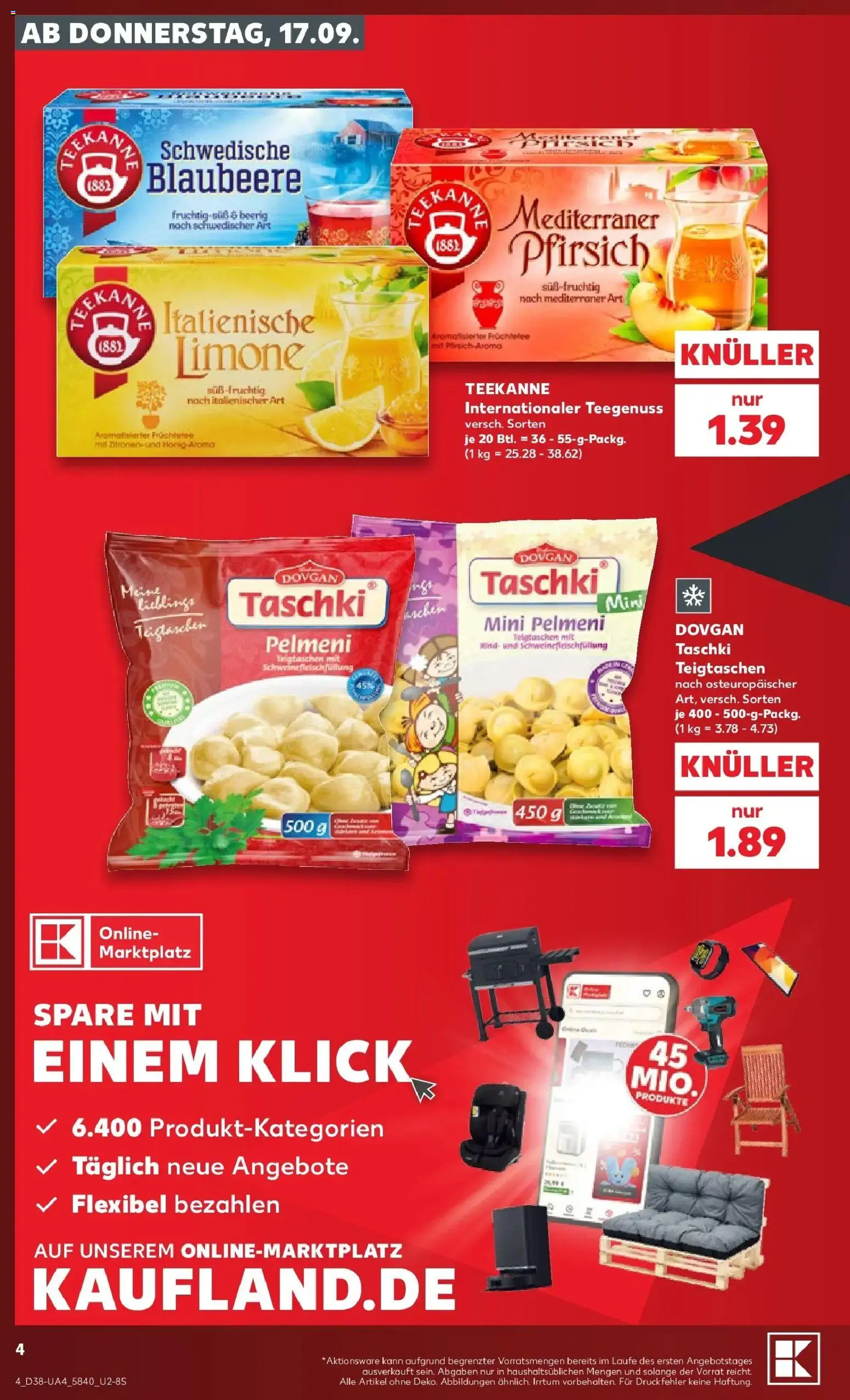 Prospekt Kaufland ab 17.09.2026 » Angebote Online zum Blättern | Seite: 4 | Produkte: Pfirsich, Teekanne