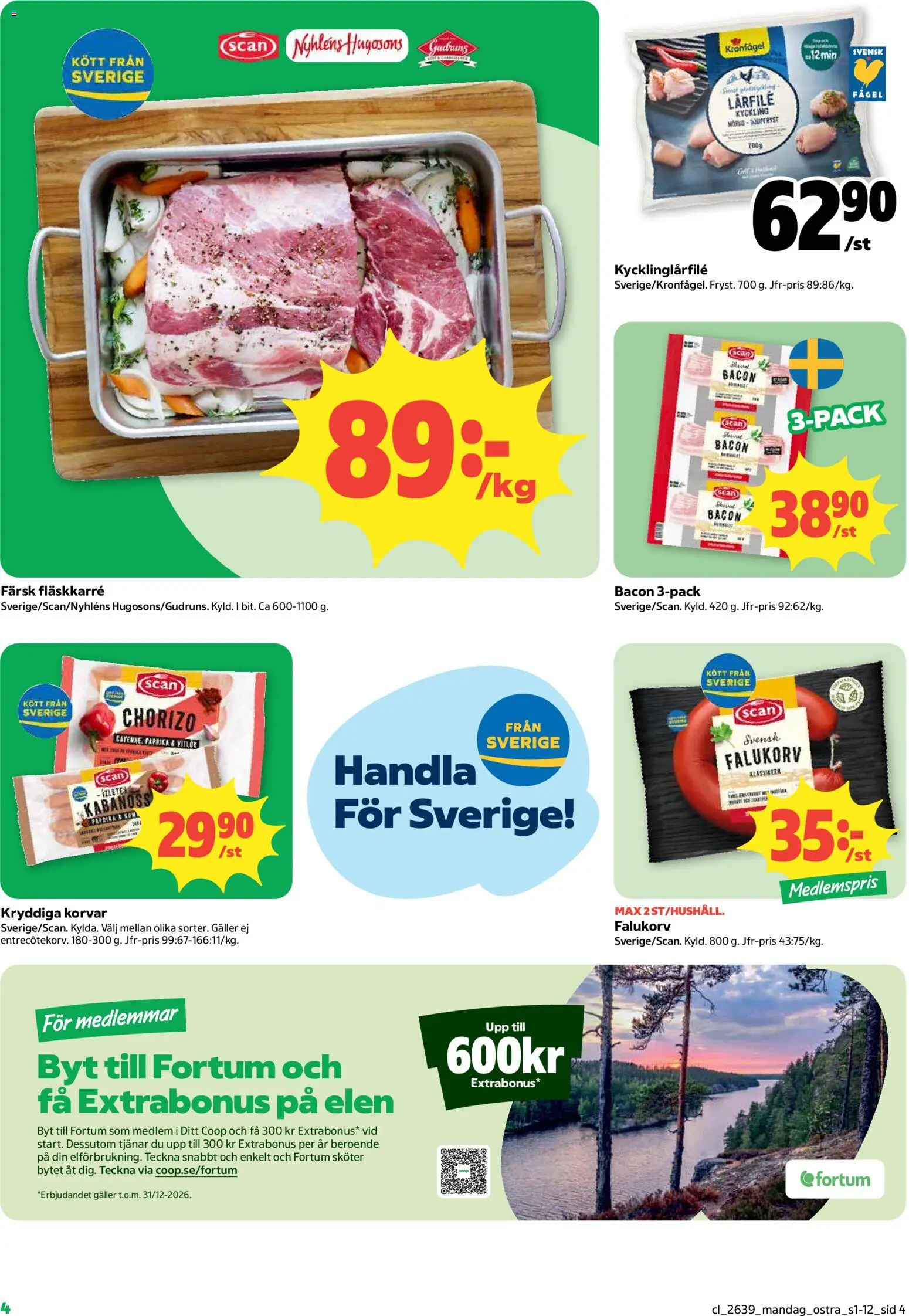 Coop reklamblad aktuell från 21/09/2026 | Sida: 4 | Produkter: Galler, Falukorv, Chorizo, Kyckling