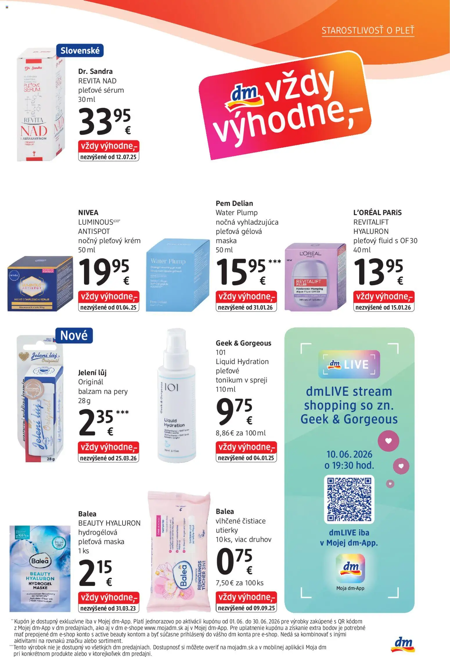 Nové dm drogerie akcie – leták je platný od 01.06.2026 | Strana: 7 | Produkty: Nivea, Maska, Čistiace utierky, Krém