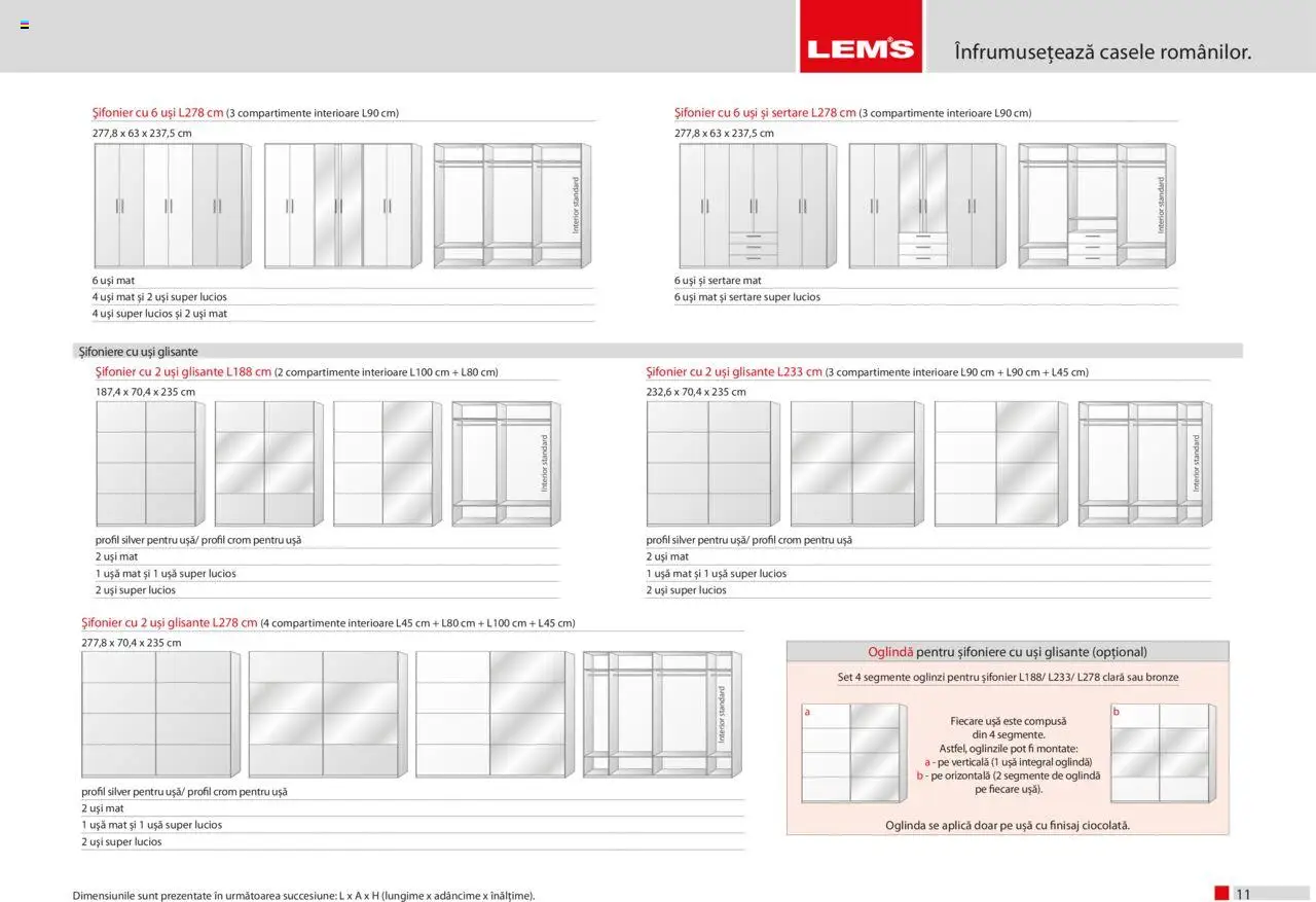 Noul catalog Lem’s – valabil de la 17.11.2023 | Pagină: 11 | Produse: Șifonier, Oglindă, Ușă