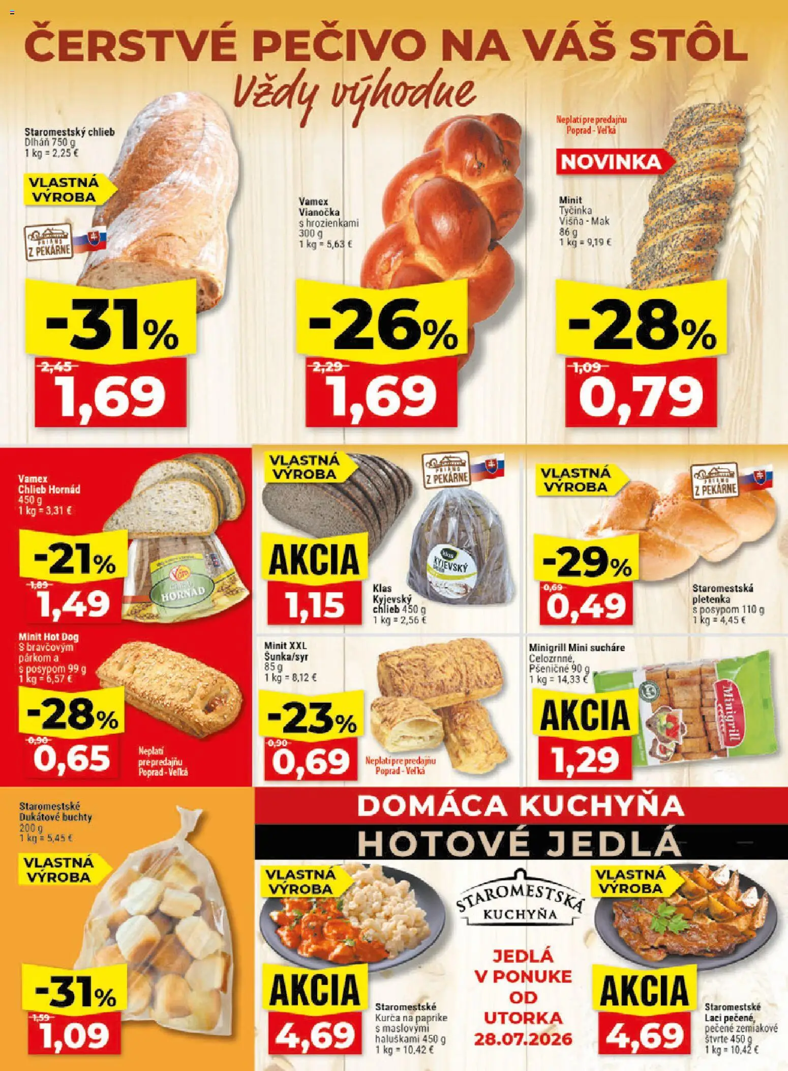 Nové Klas akcie – leták je platný od 27.07.2026 | Strana: 8 | Produkty: Kuchyňa, Stôl, Chlieb