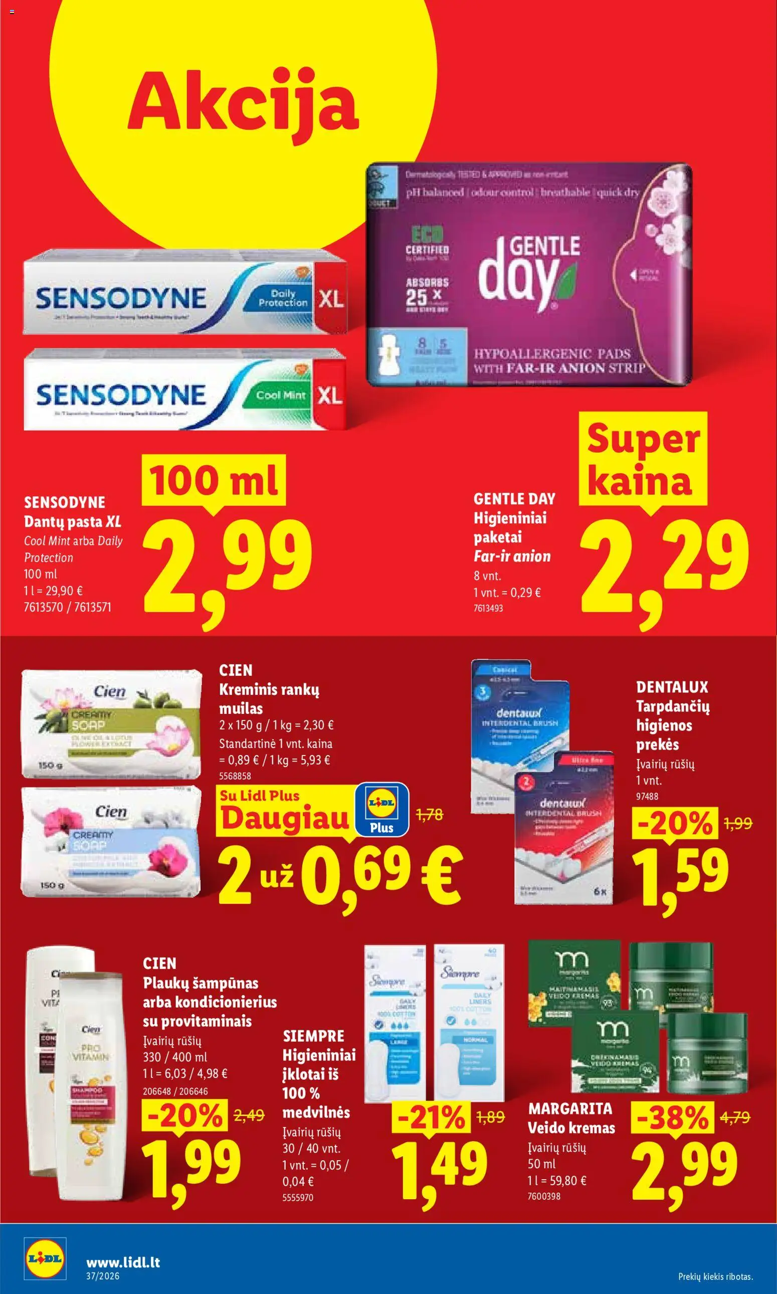 LIDL akcijos nuo 2026.09.07 | Puslapis: 38 | Prekių: Šampūnas, Kondicionierius, Kremas, Muilas