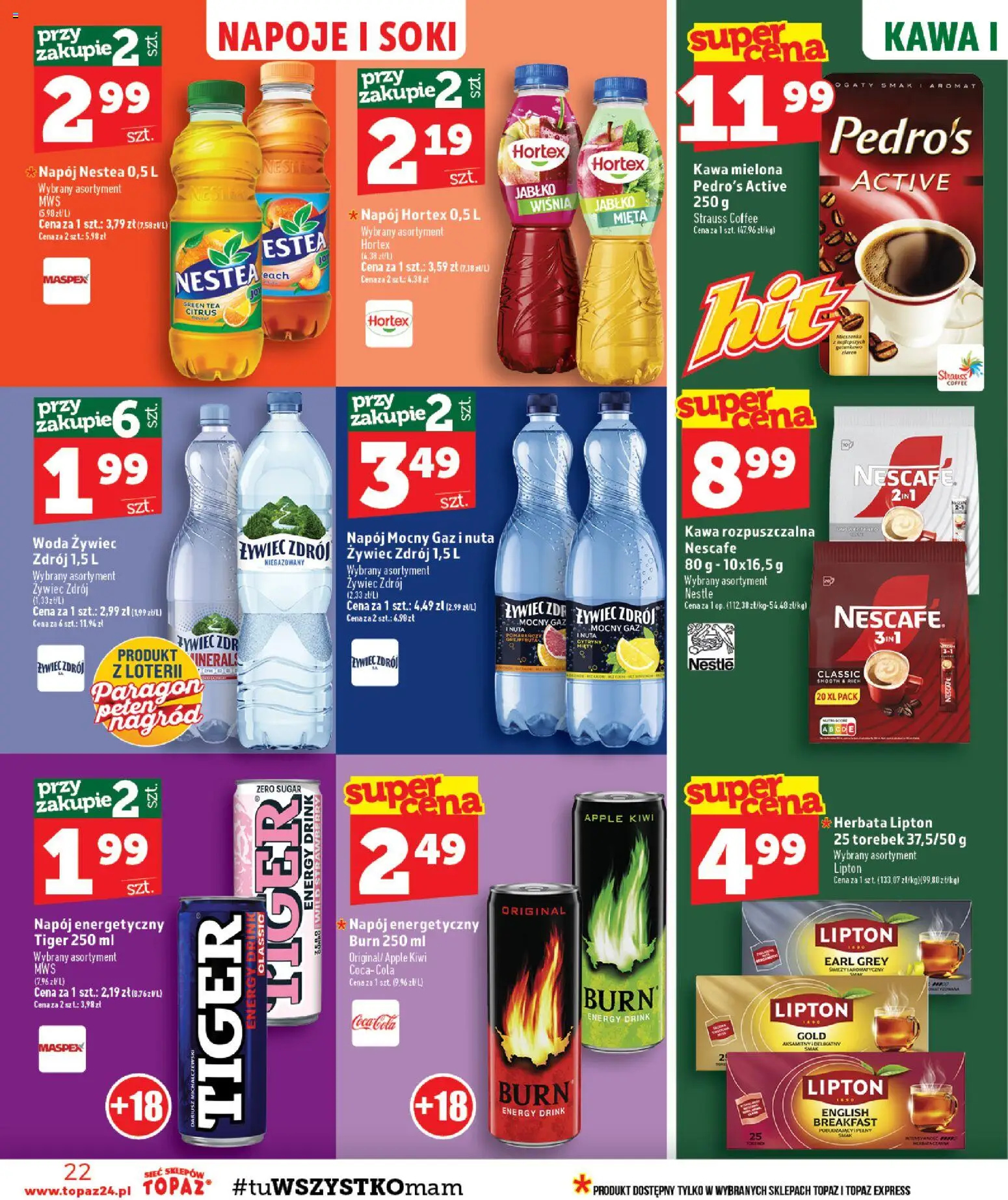 Topaz gazetka - Otwarcie Tłuściec od 22.08.2026 | Strona: 22 | Produkty: Cytryny, Herbata, Kiwi, Woda