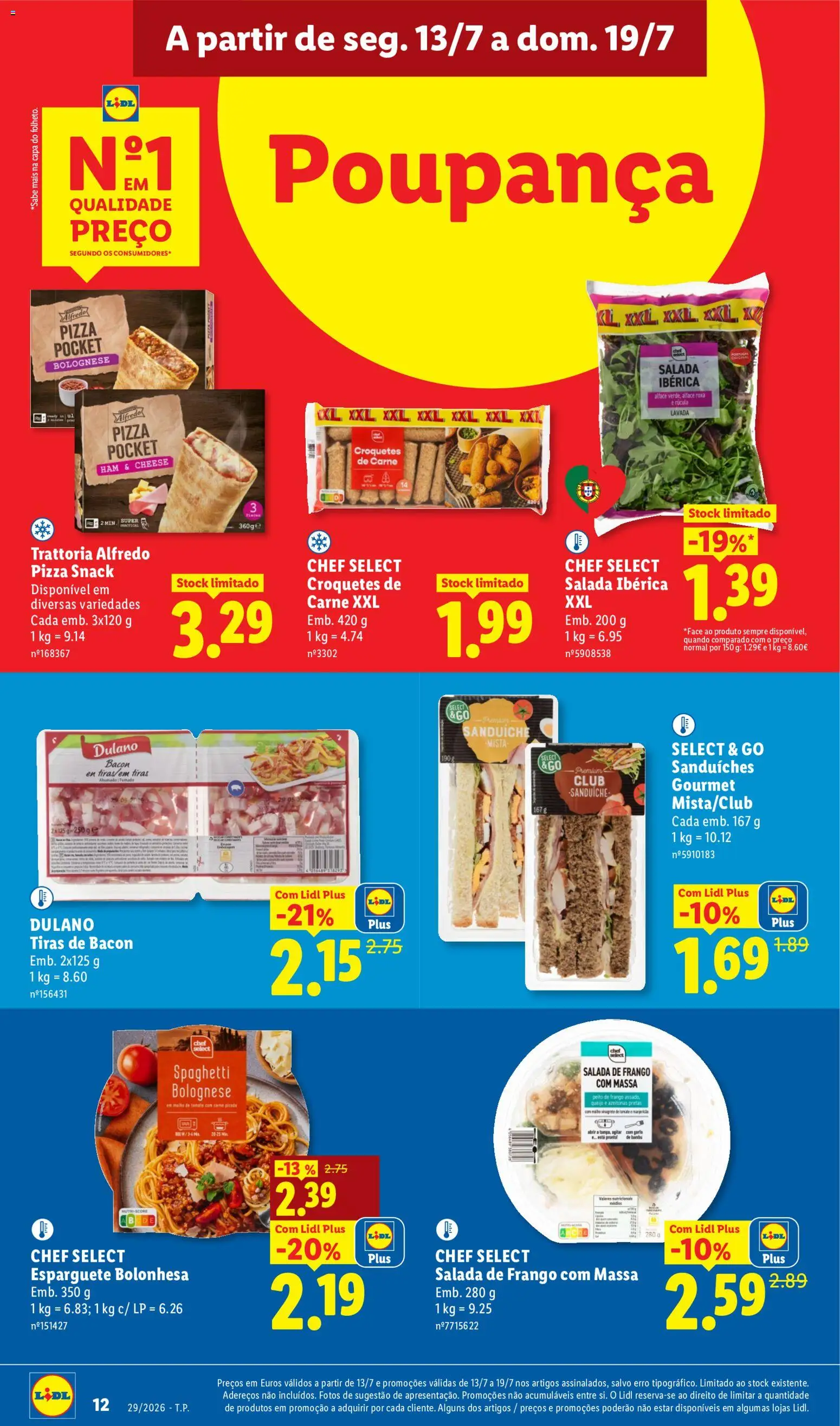 Lidl folheto │ válido de 13/07/2026 | Página: 10 | Produtos: Bacon, Pizza, Carne, Alface