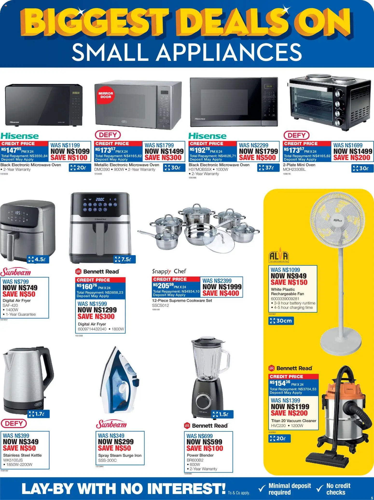 New OK Furniture catalogue – valid from 16.02.2026 | Page: 5 | Products: Microwave oven, Iron, Mirror, Blender