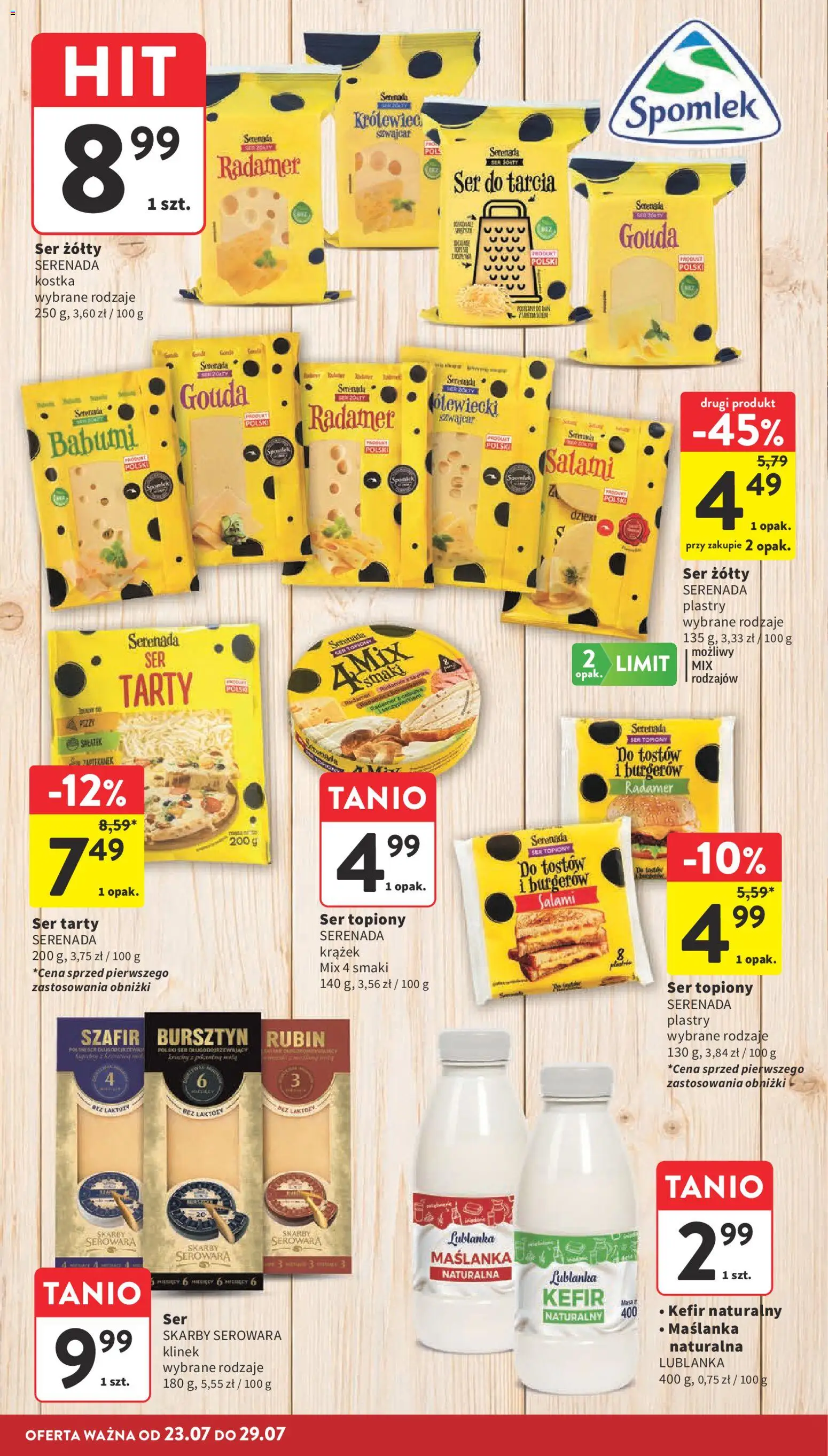 Intermarche gazetka od 23.07.2026 | Strona: 20 | Produkty: Ser topiony, Kefir, Maślanka, Ser