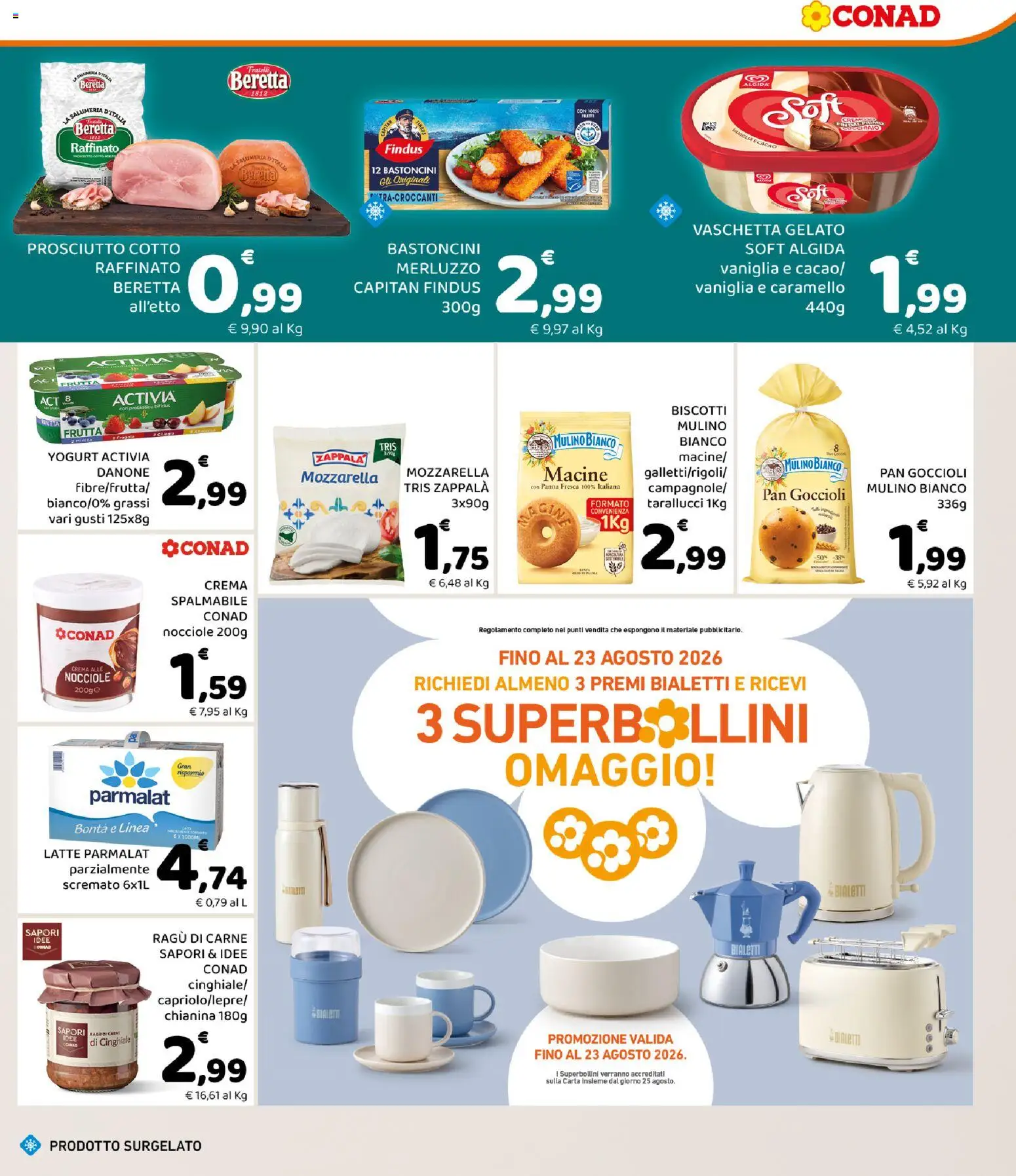 Volantino Conad del 19/08/2026 | Pagina: 3 | Prodotti: Vaniglia, Frutta, Latte, Carne
