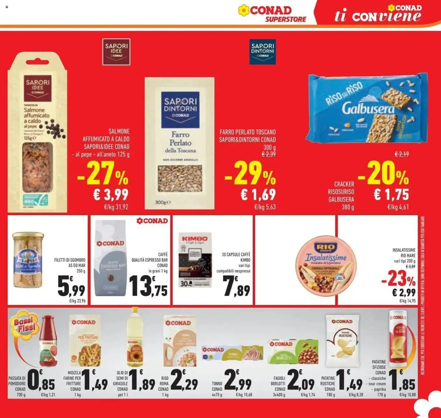 Volantino Conad del 14/07/2026 | Pagina: 29 | Prodotti: Salmone affumicato, Semi di girasole, Sgombro, Kimbo