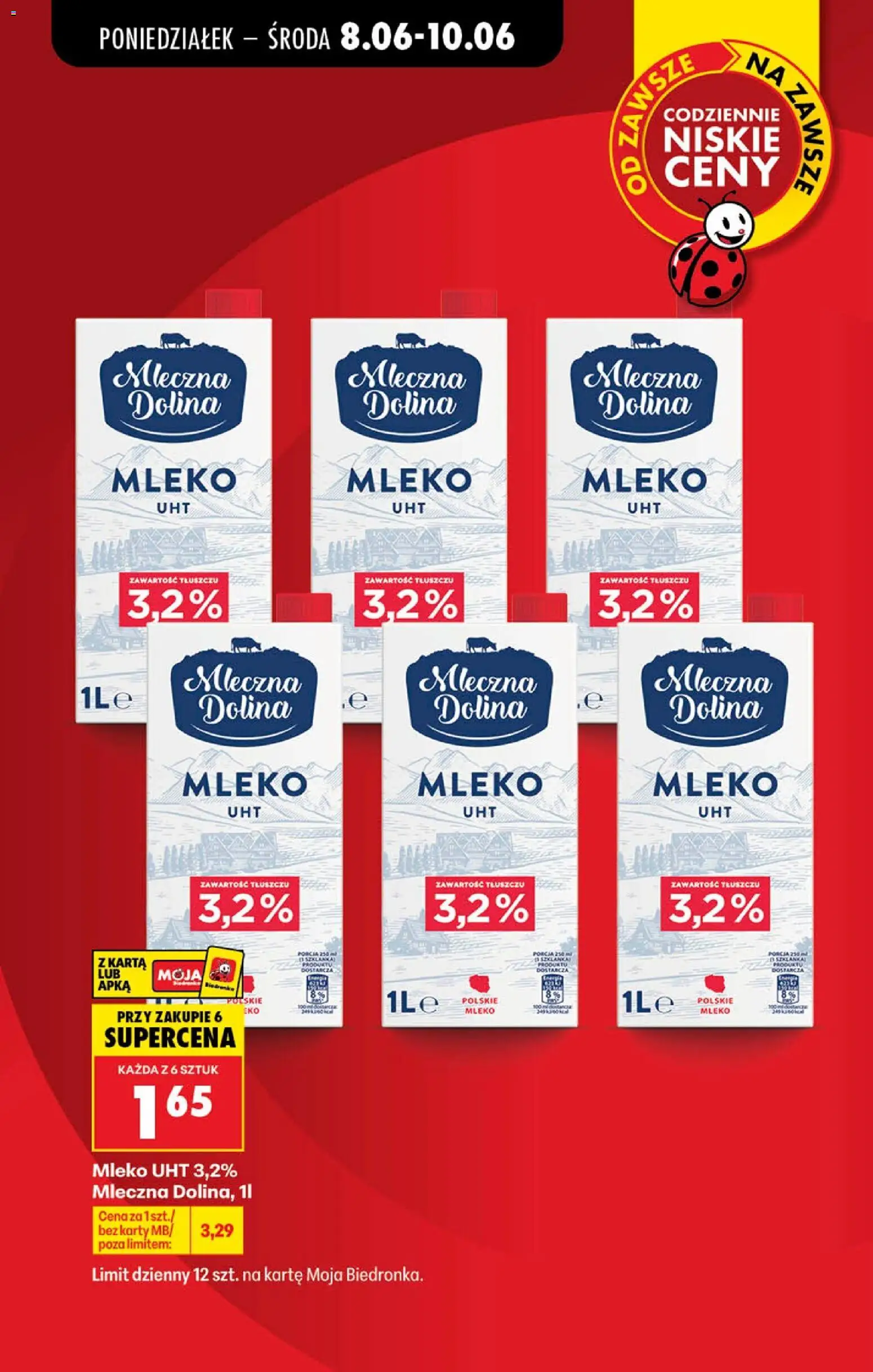 Biedronka gazetka od poniedziałku od 08.06.2026 | Strona: 6 | Produkty: Karta, Mleko
