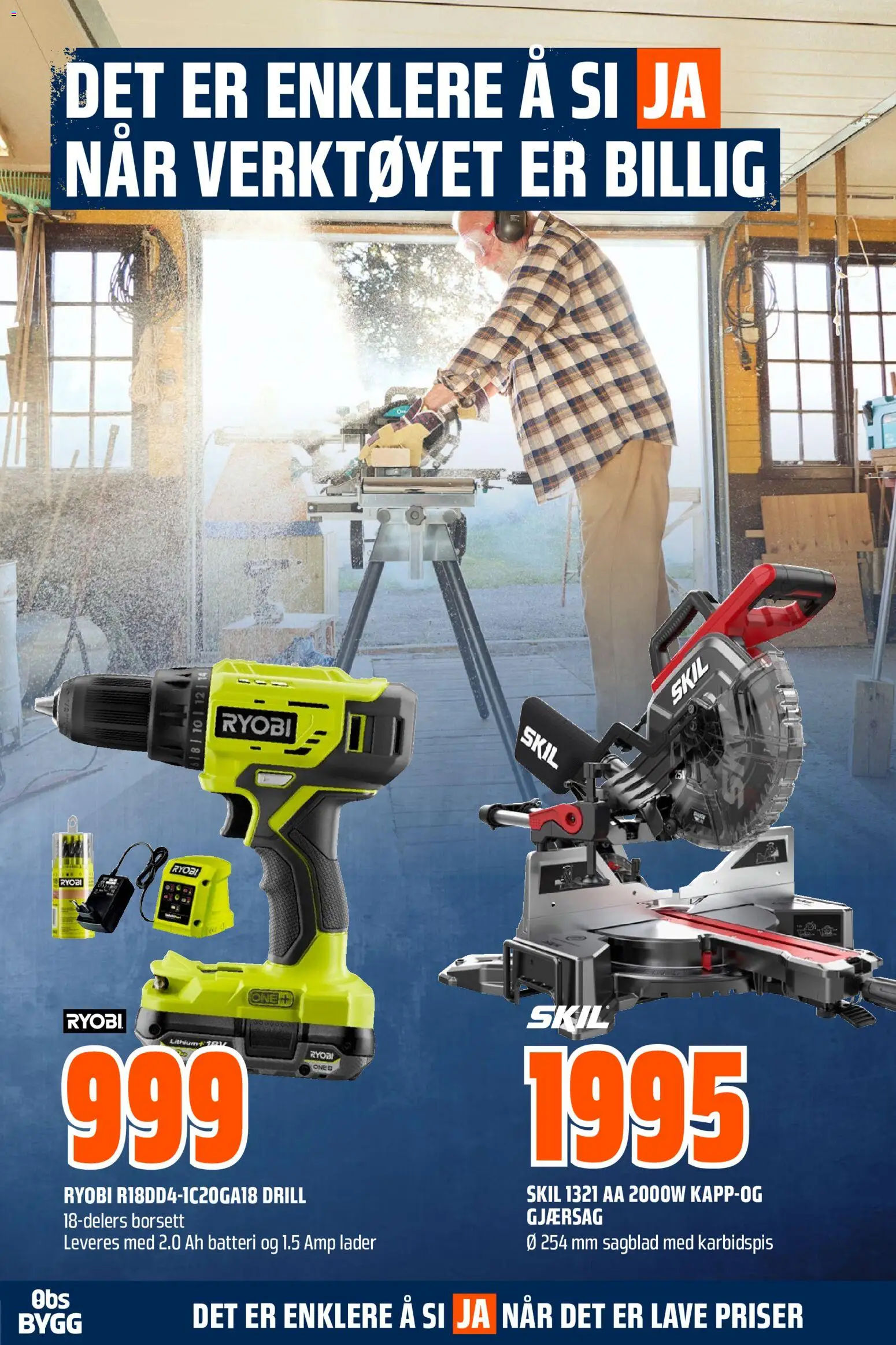 {H1} | Side: 11 | Produkter: Drill, Gjærsag, Ryobi, Batteri