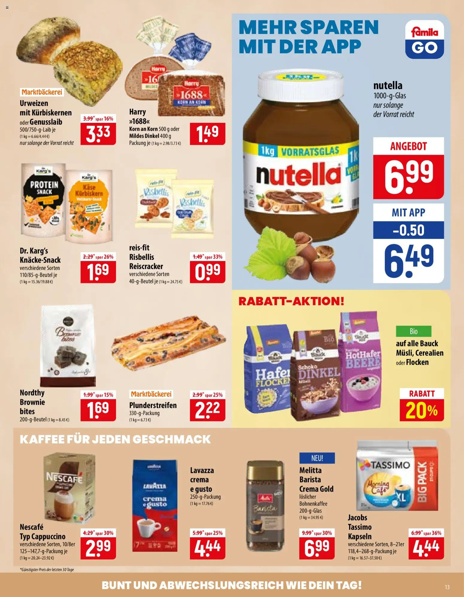 Famila Prospekt – gültig ab 10.08.2026 | Seite: 13 | Produkte: Lavazza, Käse, Kaffee, Nutella