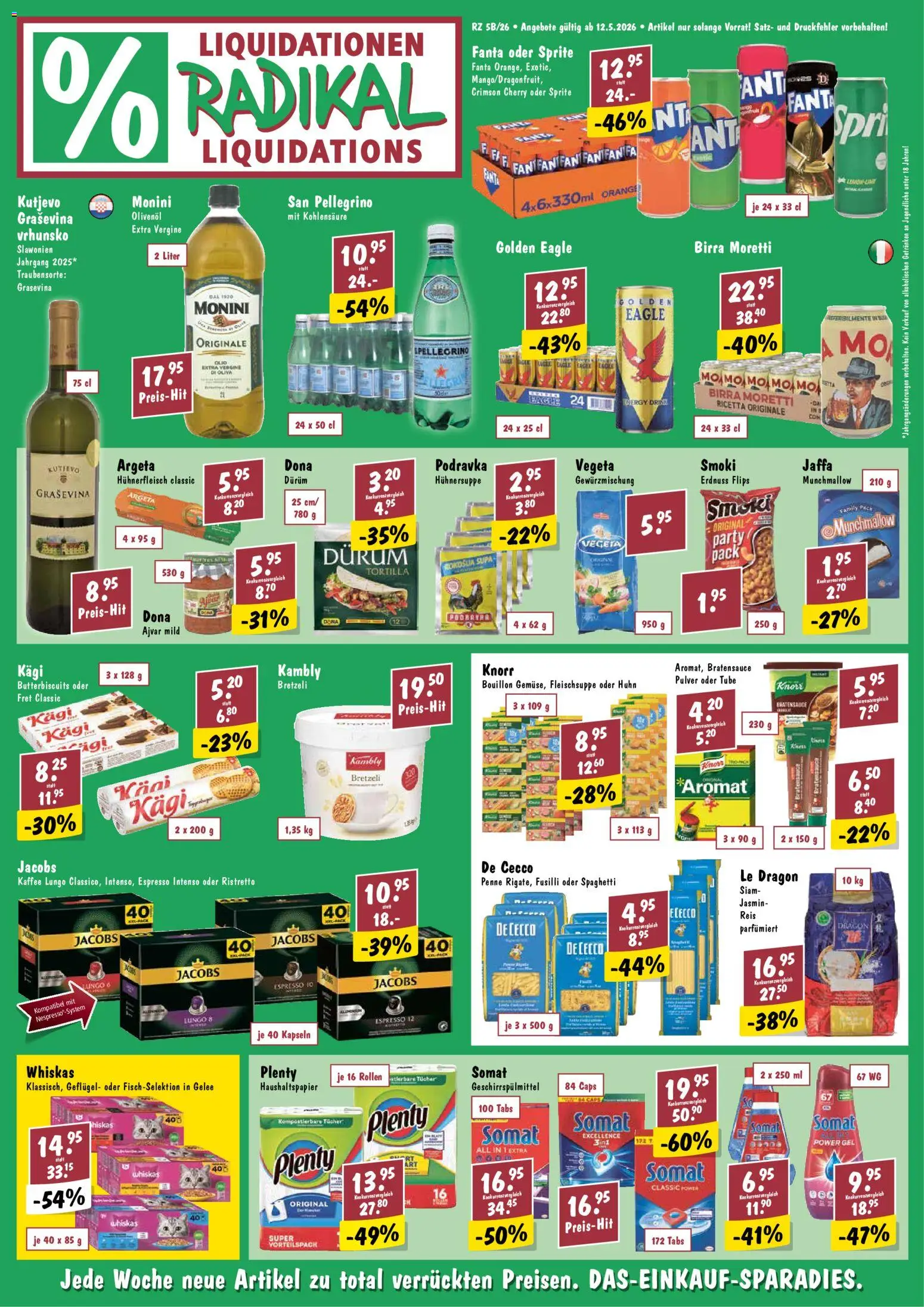 Radikal aktionen – gültig ab 12.05.2026 | Seite: 1 | Produkte: Sprite, Pulver, Kaffee, Reis