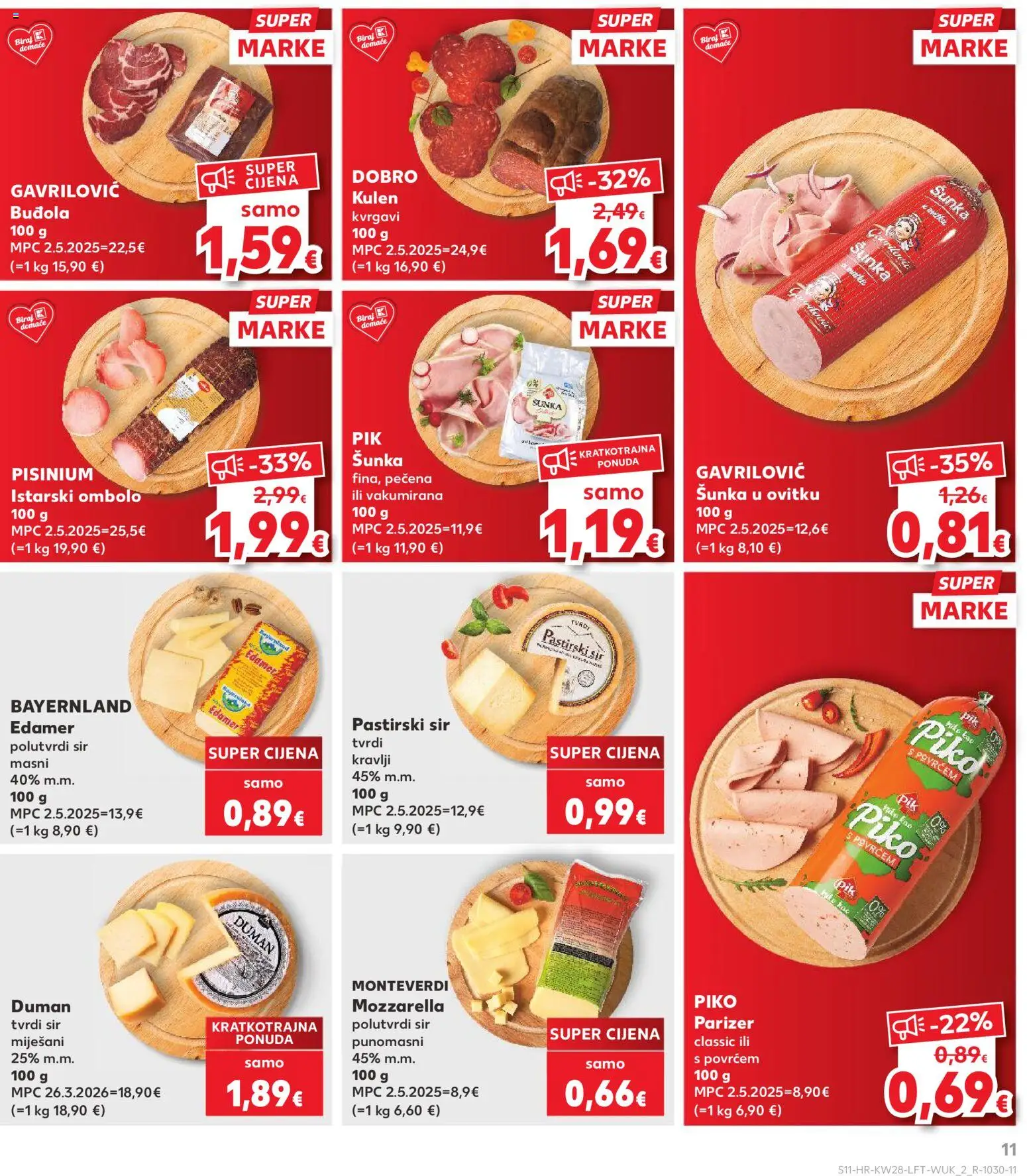 Kaufland HR akciós ujság - amely érvényes a következő dátumtól: 2026.07.08. | Oldal: 11 | Termékek: Mozzarella