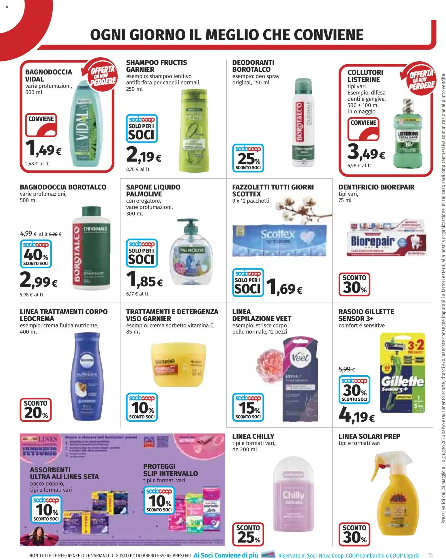 Volantino COOP del 28.05.2026 | Pagina: 15 | Prodotti: Shampoo, Crema, Sapone, Fazzoletti