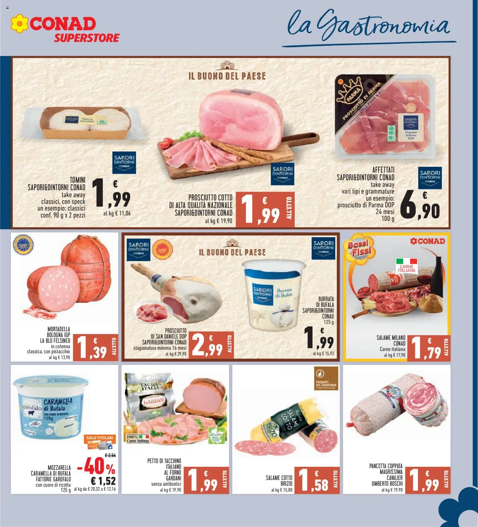 Volantino Conad del 27/08/2026 | Pagina: 9 | Prodotti: Speck, Salame, Ricotta, Petto di tacchino