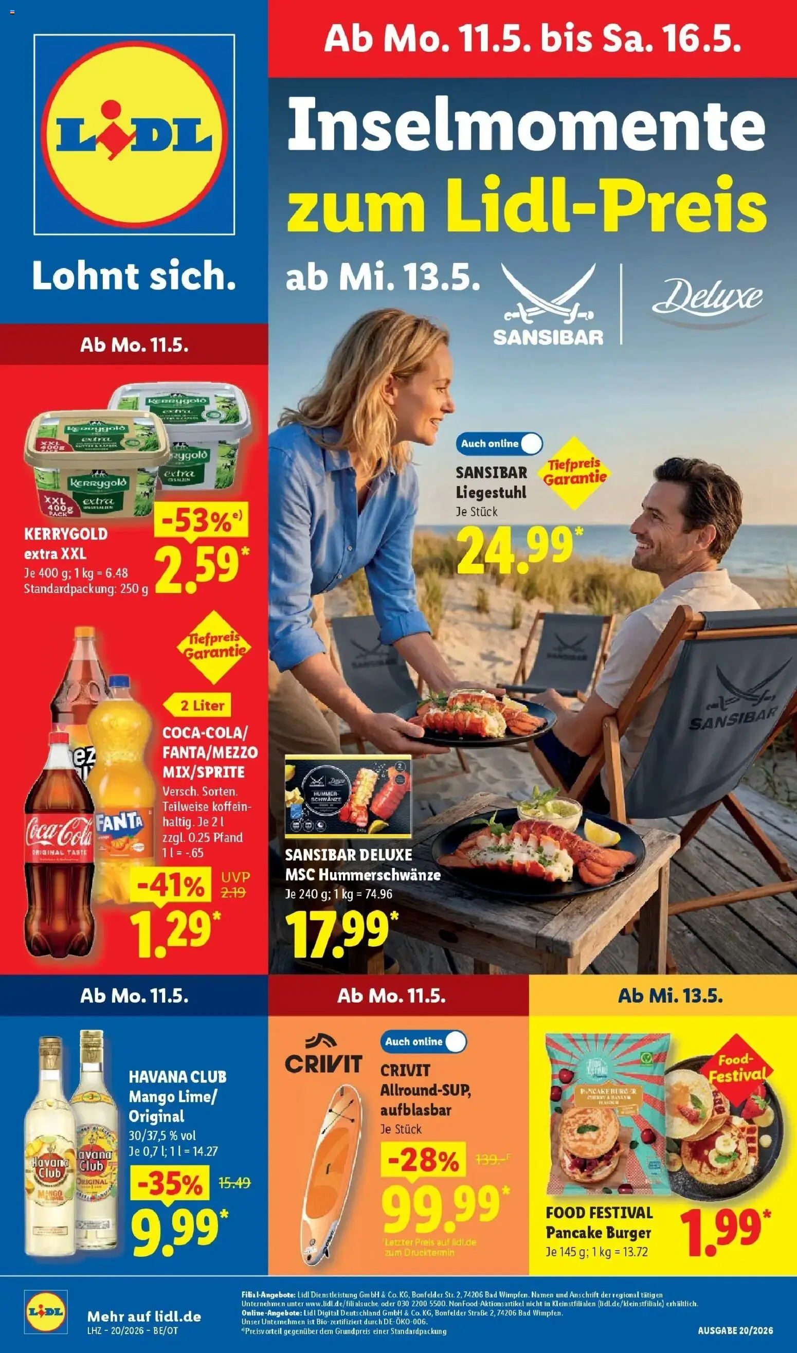 Lidl Prospekt Mahlow – gültig ab 11.05.2026 | Seite: 1 | Produkte: Havana club, Fanta, Butter, Liegestuhl
