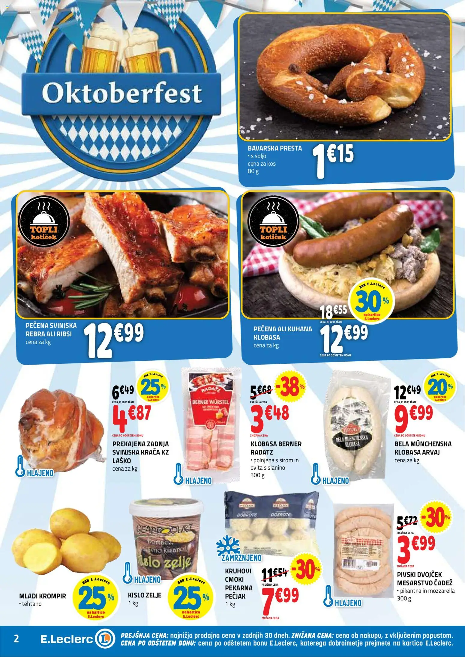 Novi E.leclerc katalog ponudbe – veljaven od 16.09.2026 | Stran: 2 | Izdelki: Pekarna, Mozzarella, Kos, Krompir