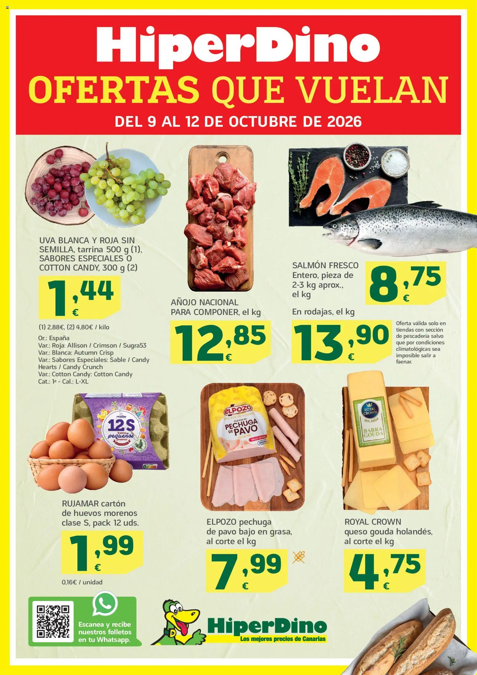 HiperDino folleto │ válido desde el 09/10/2026 | Página: 1 | Productos: Queso, Huevos, Queso Gouda, Pavo