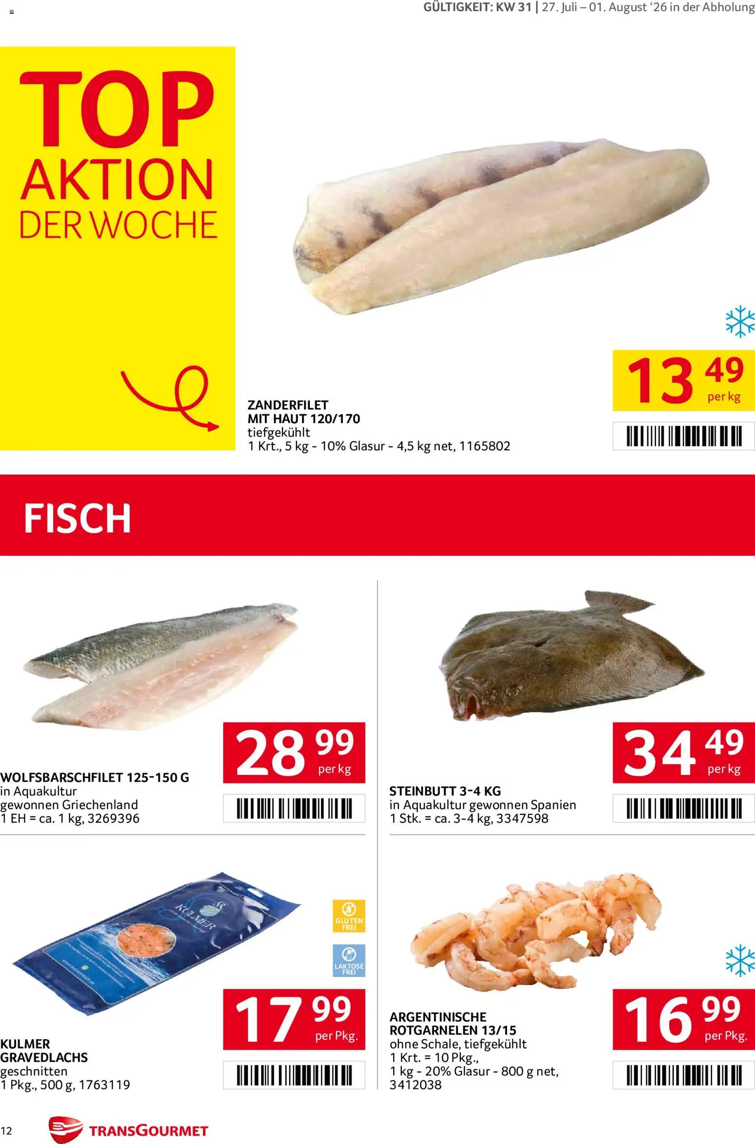 Transgourmet Flugblatt gültig ab 27.07.2026 | Seite: 12 | Produkte: Fisch