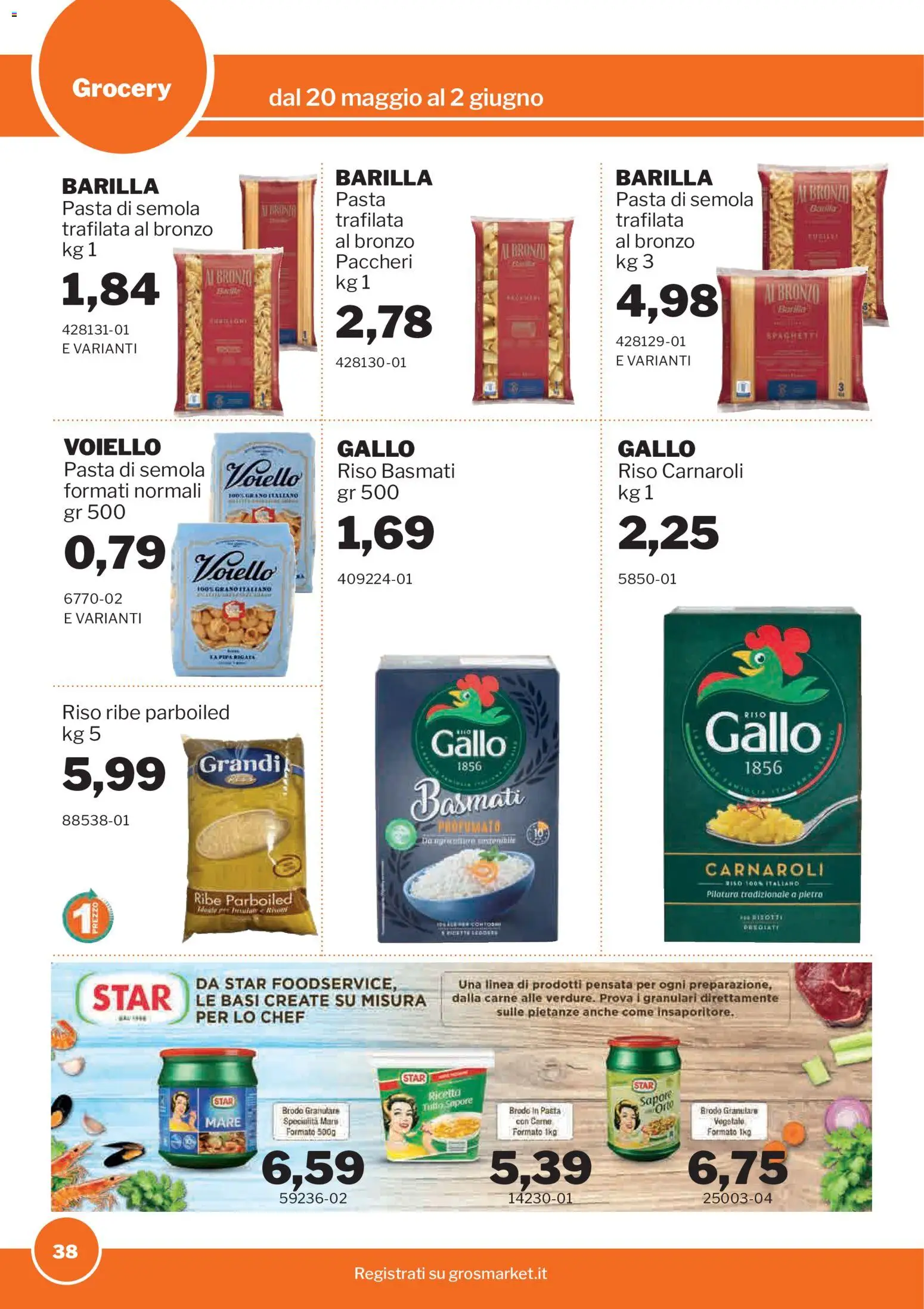 Volantino Sogegross del 20.05.2026 | Pagina: 38 | Prodotti: Riso Carnaroli, Riso, Pasta, Paccheri