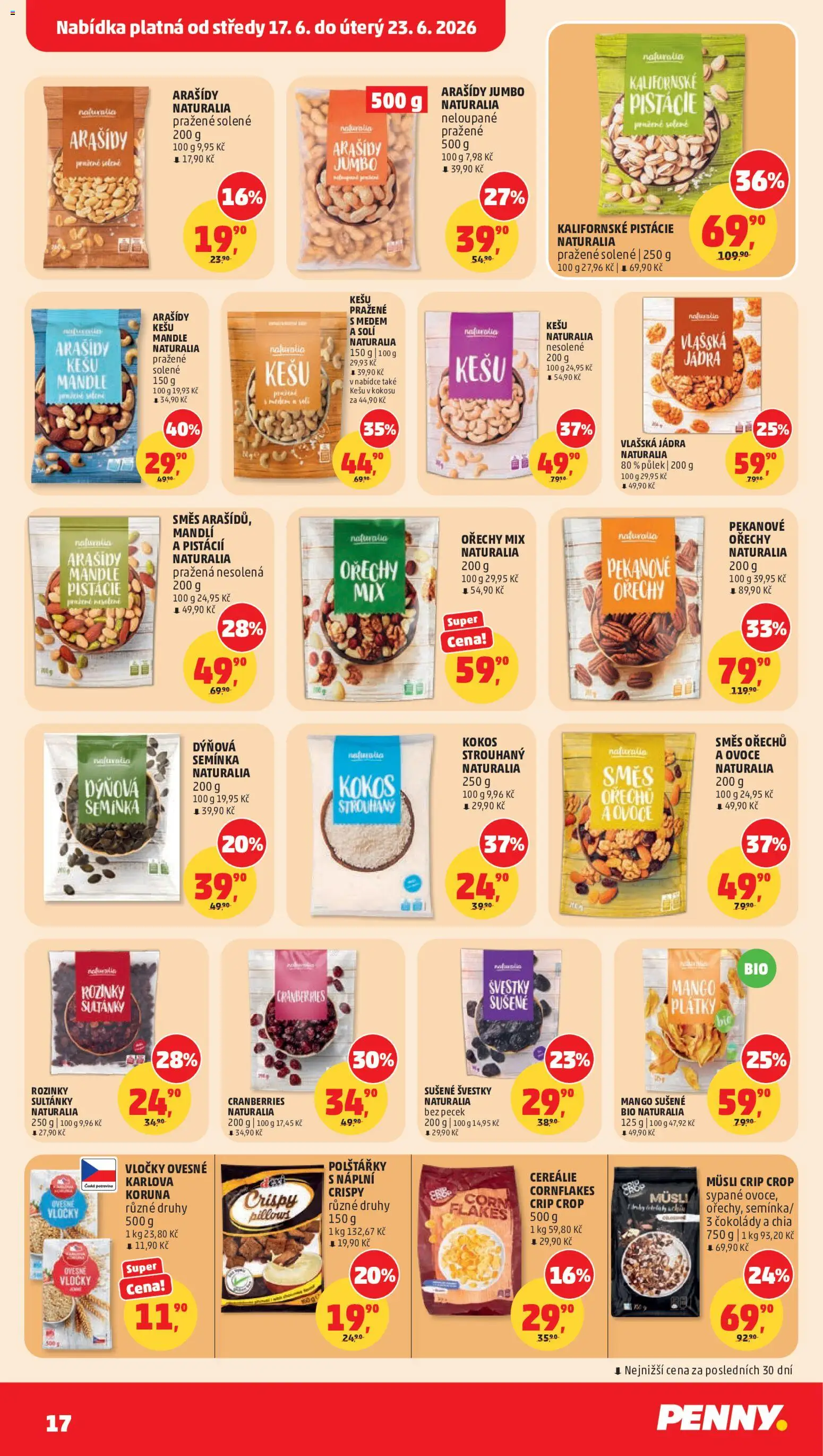 Penny Market leták od 17.06.2026 | Strana: 17 | Produkty: Cornflakes, Cereálie, Pistácie, Sušené švestky