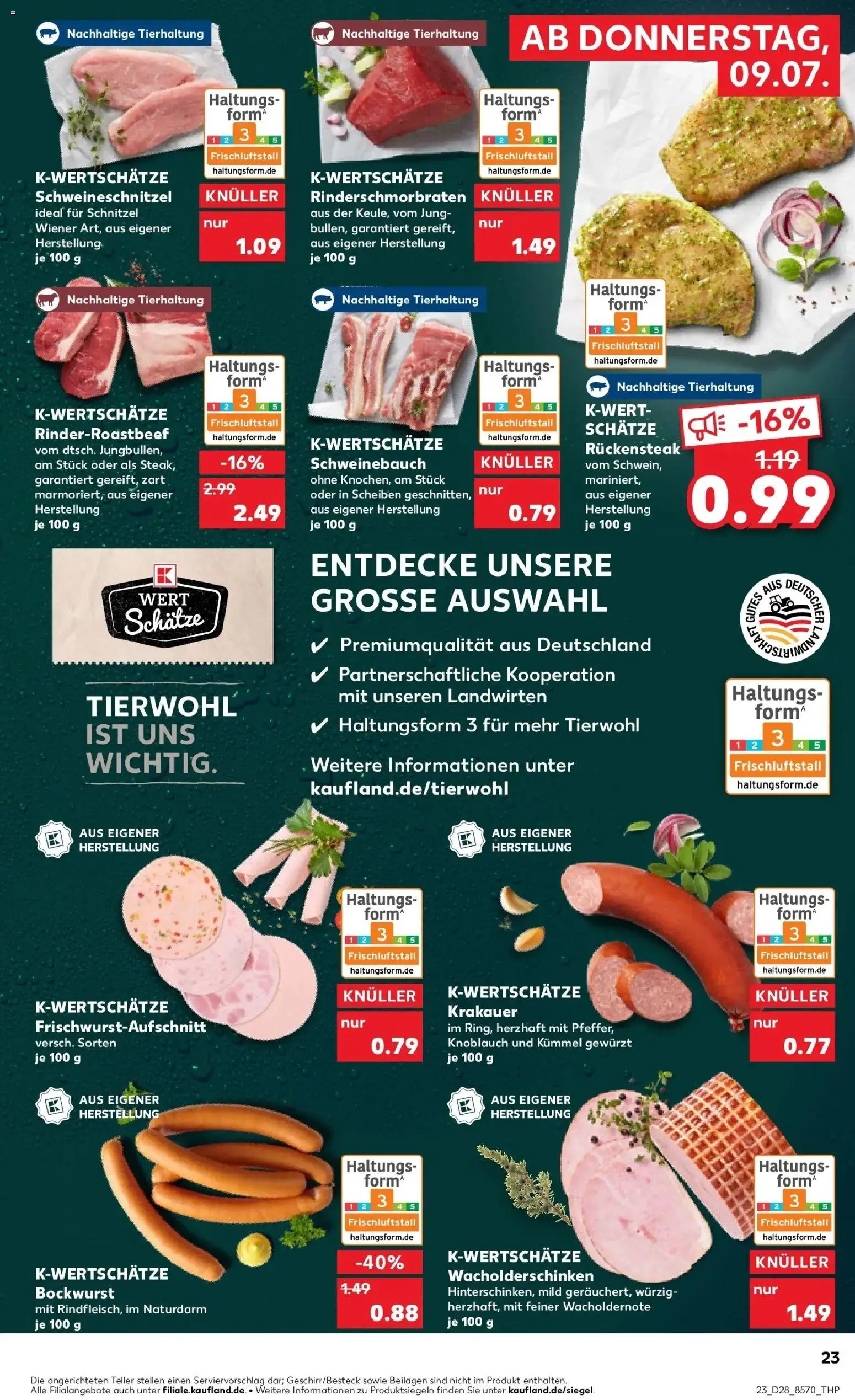 Kaufland Prospekt Steinheim An Der Murr – gültig ab 09.07.2026 | Seite: 23 | Produkte: Beilagen, Bockwurst, Lutscher, Steak