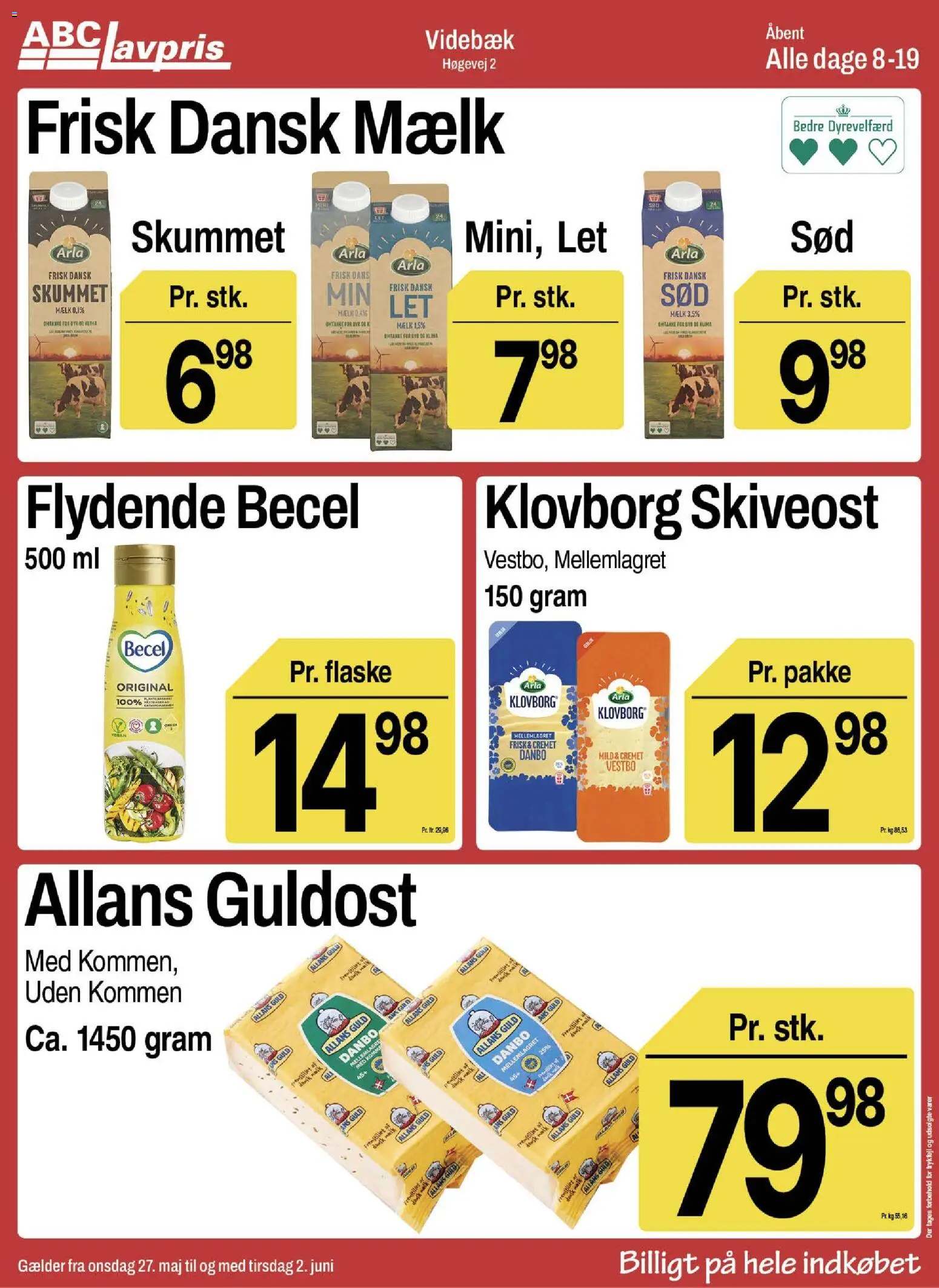 Abc Lavpris tilbudsavis – gyldig fra 27.05.2026 | Side: 3 | Produkter: Mælk, Skiveost