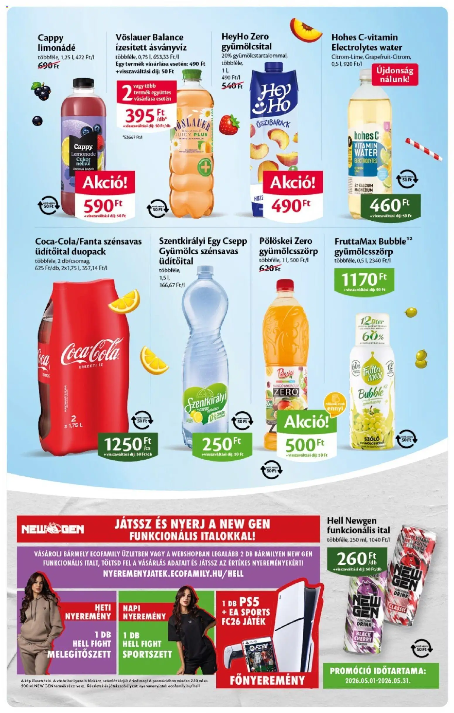 EcoFamily akciós ujság - amely érvényes a következő dátumtól: 07.05.2026 | Oldal: 11 | Termékek: Őszibarack, Szőlő, Limonádé, Ásványvíz