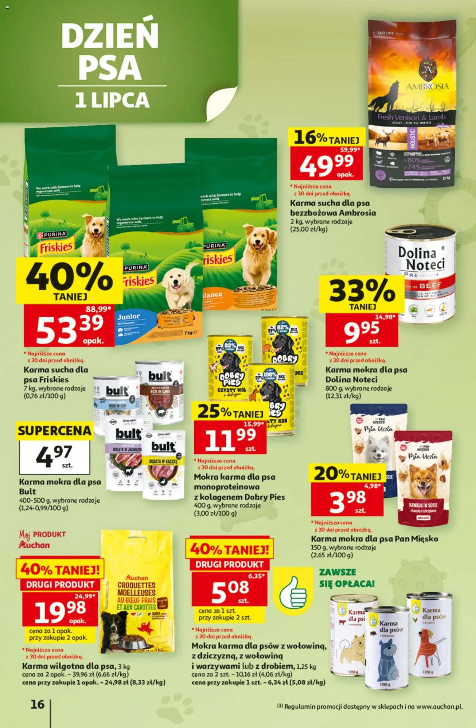 Auchan gazetka - 30 Lat Hipermarket od 25.06.2026 | Strona: 16 | Produkty: Kaczka, Karma dla psa, Wołowina, Karma dla psów
