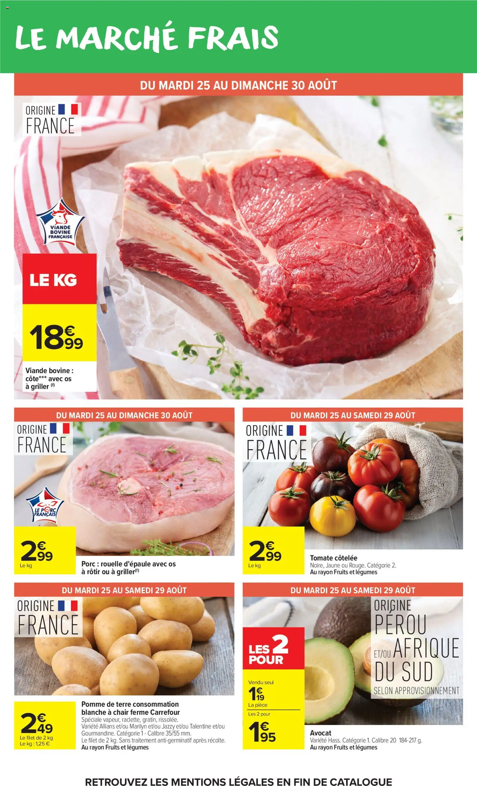 {H1} | Page: 14 | Produits: Pomme de terre, Tomate, Fruits, Viande