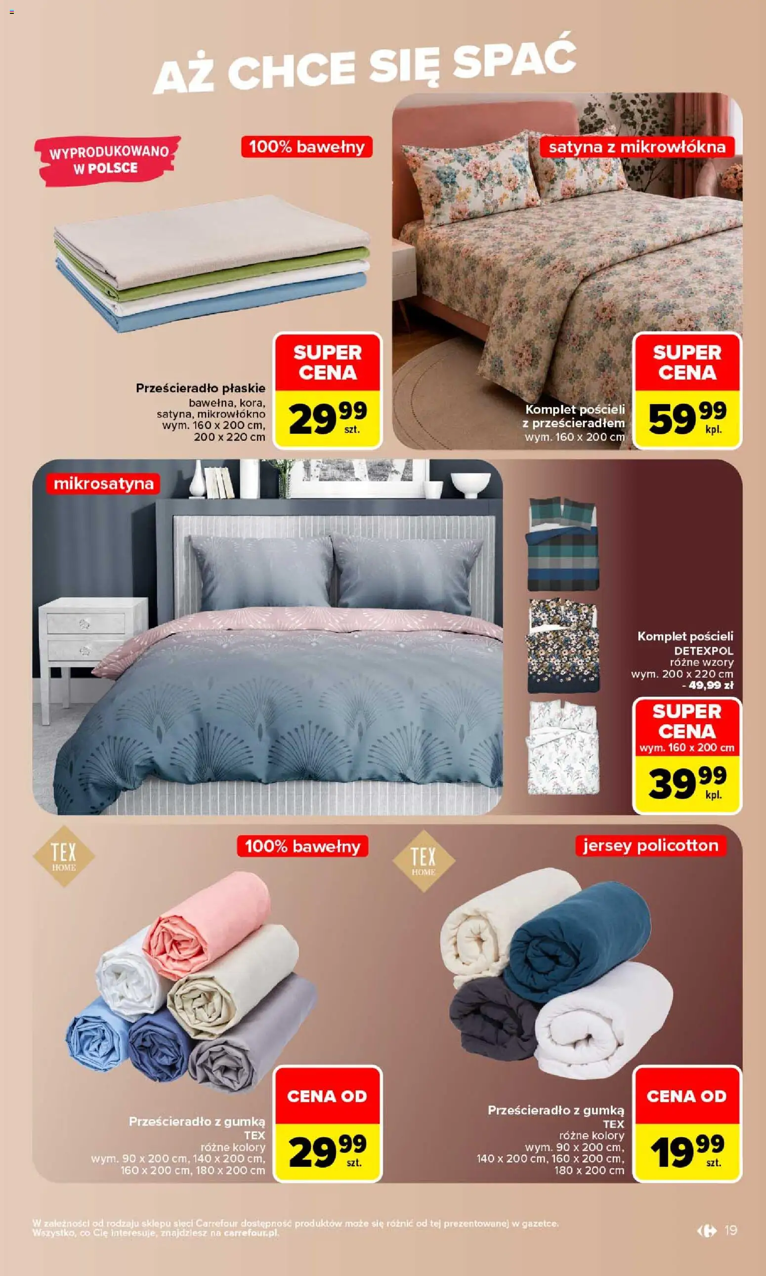 Carrefour gazetka - Stylowy dom od 07.09.2026 | Strona: 19 | Produkty: Prześcieradło, Prześcieradło z gumką