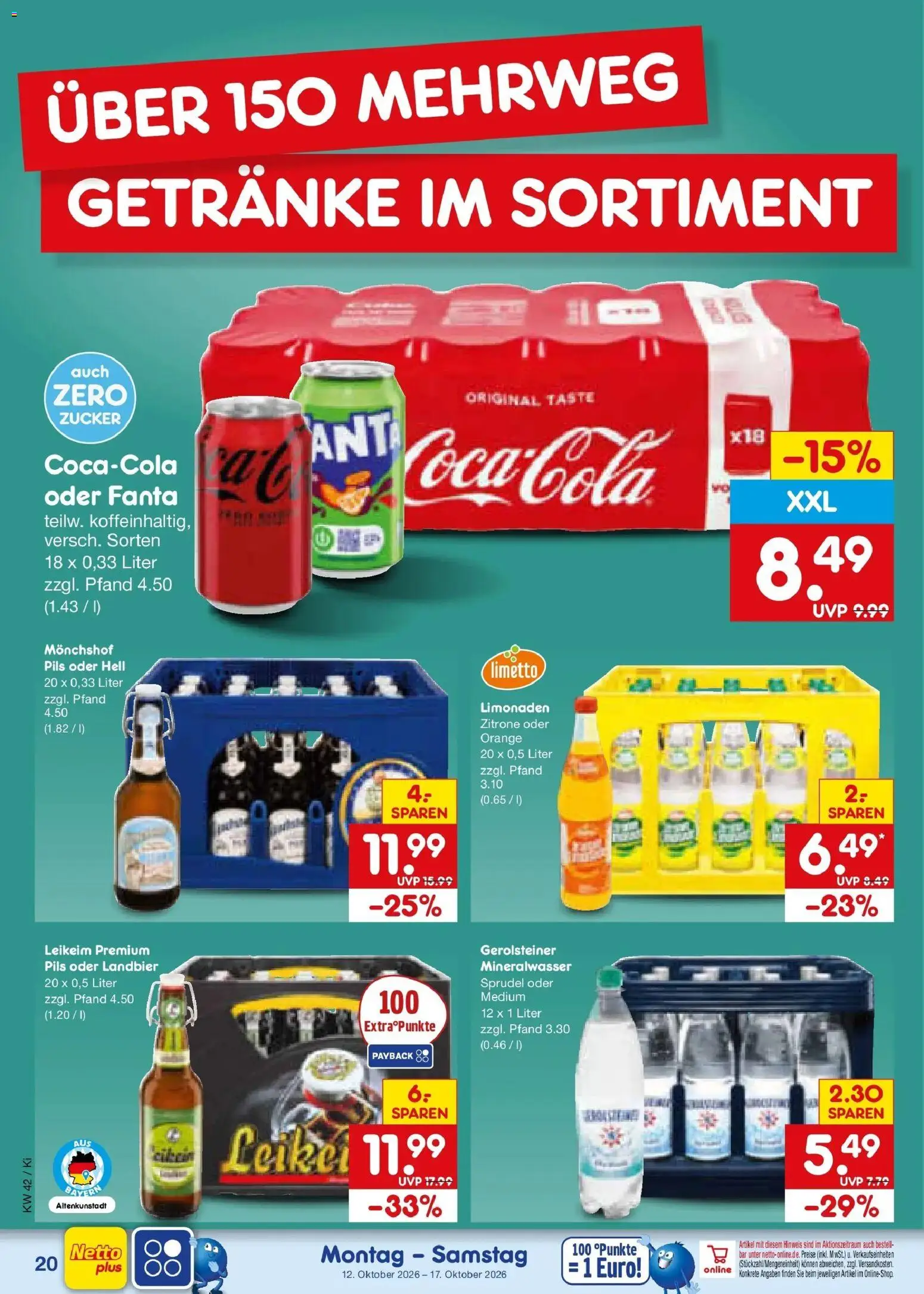 Netto Marken-Discount Prospekt Bad Friedrichshall (ab 12.10.2026) » Angebote | Seite: 24 | Produkte: Monchshof, Fanta, Mineralwasser, Zucker