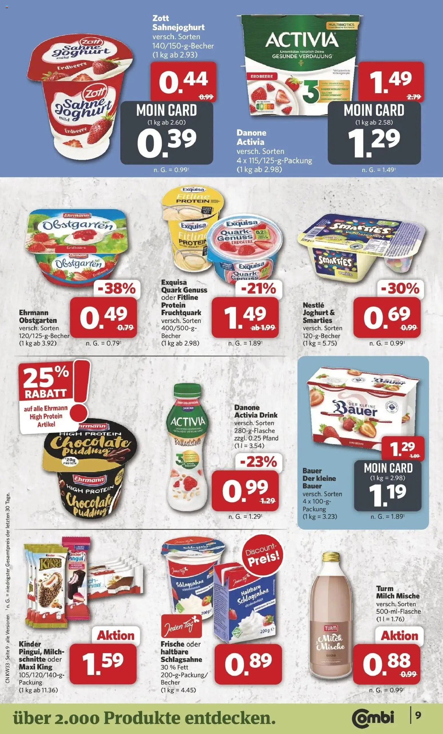 Combi Prospekt Altenbeken (ab 10.08.2026) zum Blättern | Seite: 9 | Produkte: Smarties, Pudding, Exquisa, Vanille