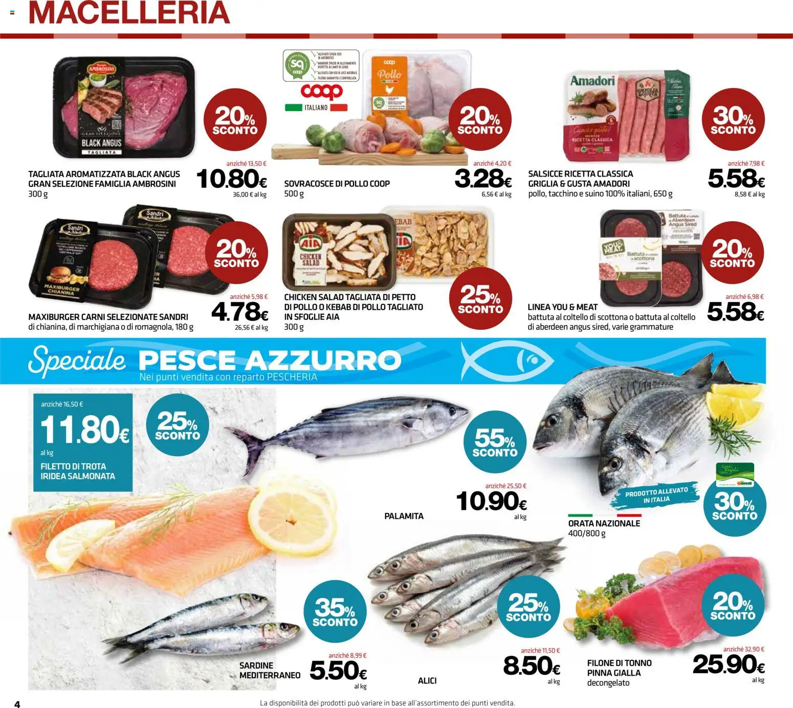 Volantino Superconti del 04.06.2026 | Pagina: 4 | Prodotti: Trota, Suino, Tacchino, Tonno