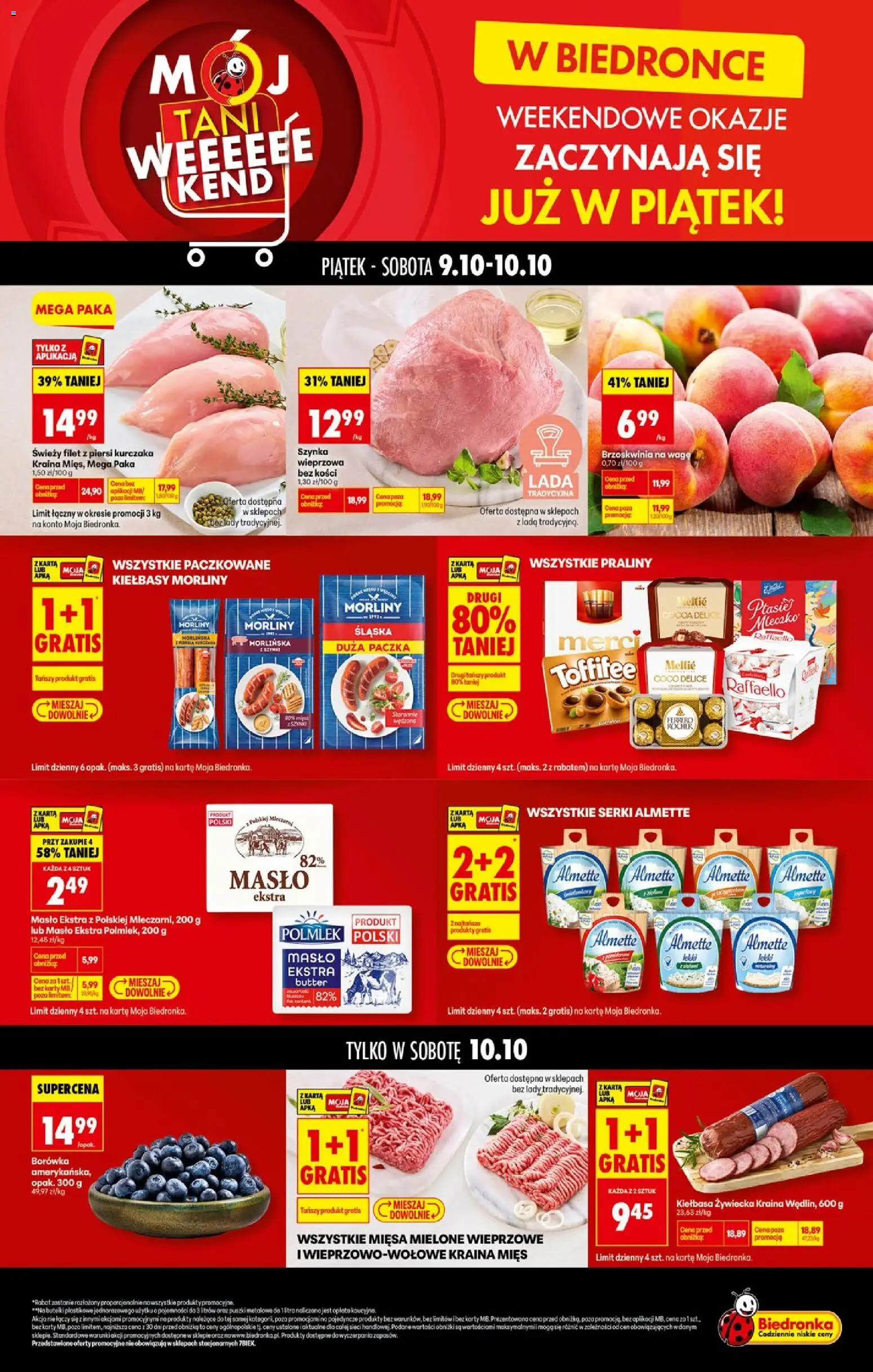 Biedronka Polsko leták - Tani weekend od 09.10.2026 | Strana: 1 | Produkty: Máslo, Raffaello, Toffifee, Filet