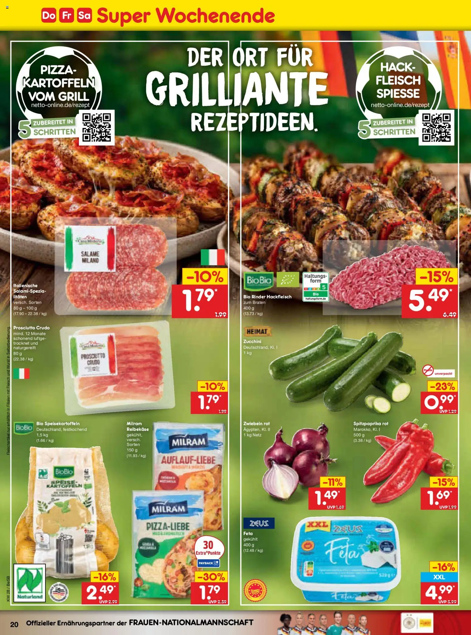 Netto Marken-Discount Prospekt – gültig ab 06.07.2026 | Seite: 36 | Produkte: Spieße, Milram, Zucchini, Fleisch