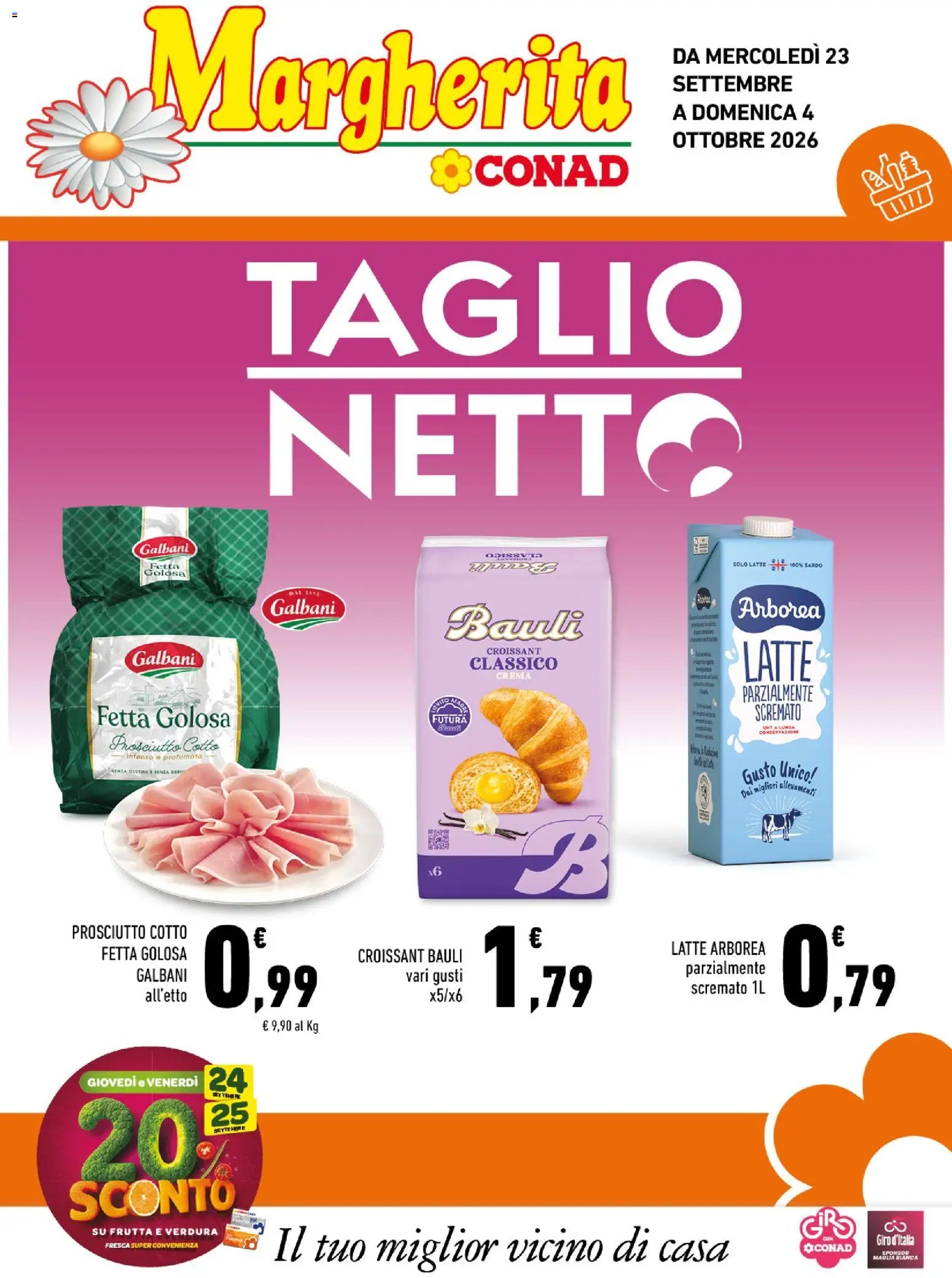Volantino Conad del 23/09/2026 | Pagina: 1 | Prodotti: Crema, Prosciutto Cotto, Latte, Prosciutto