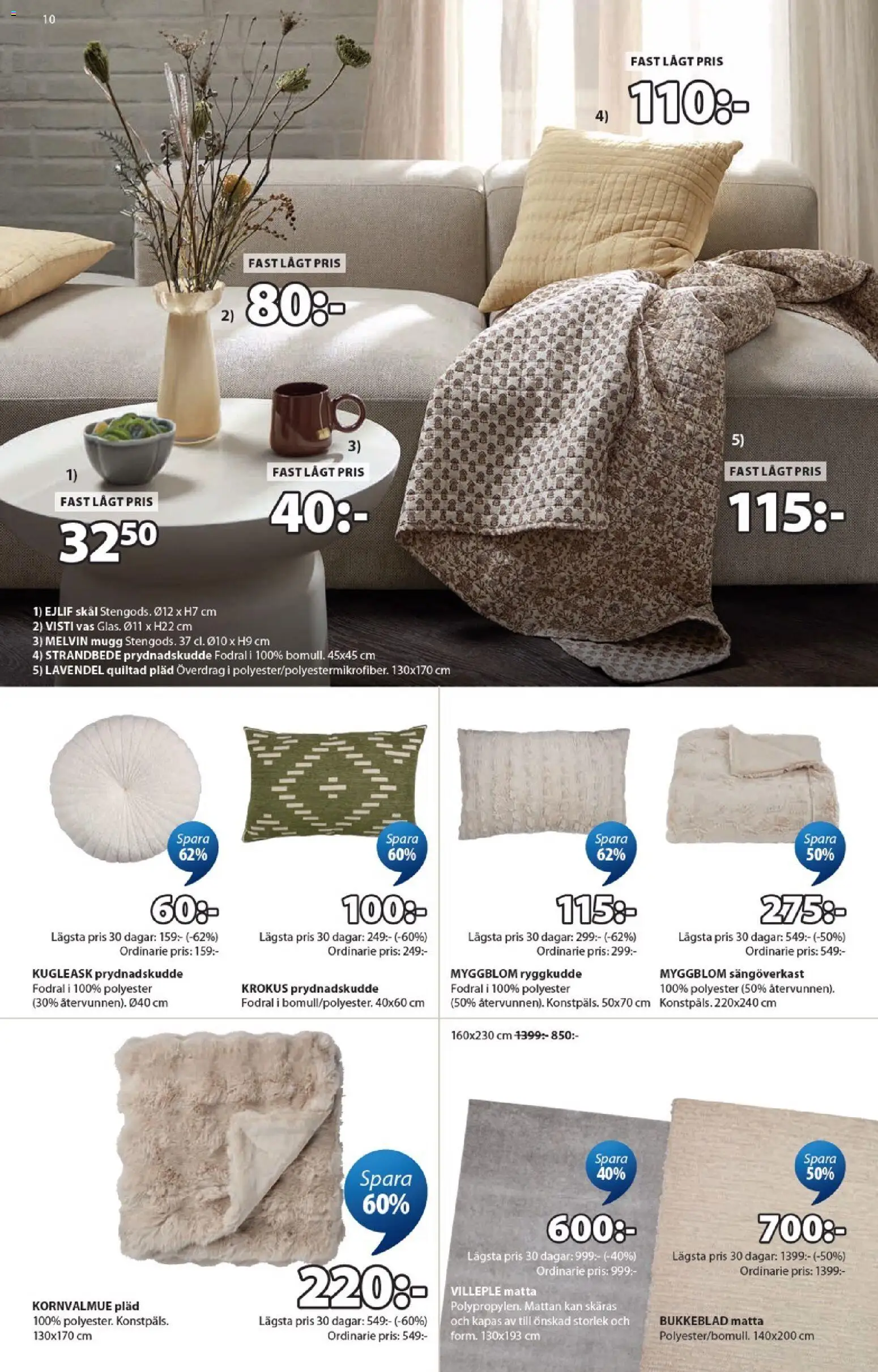 JYSK reklamblad aktuell från 27.04.2026 | Sida: 10 | Produkter: Sängöverkast, Prydnadskudde, Lavendel, Matta