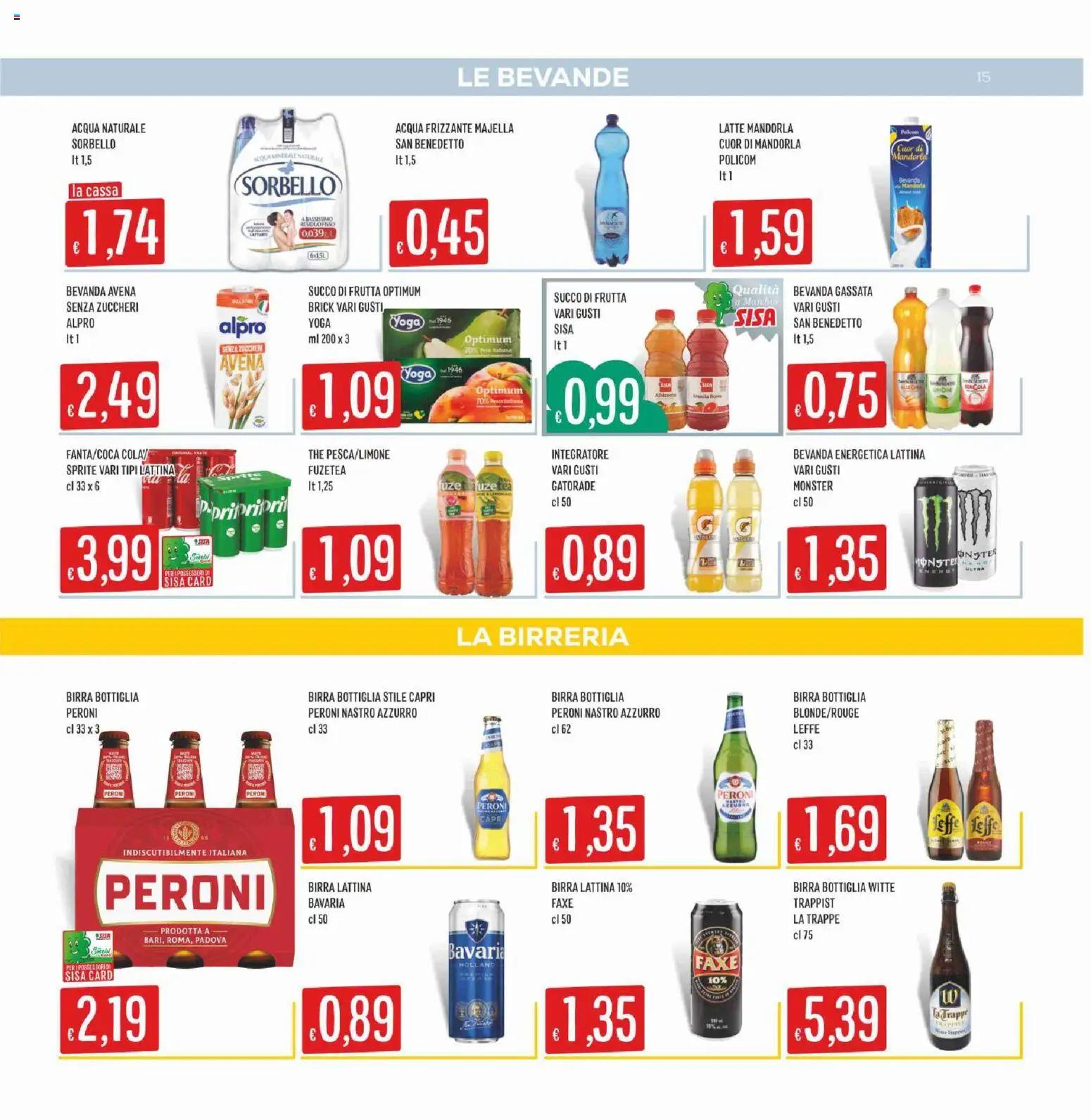 Volantino SISA del 28.05.2026 | Pagina: 15 | Prodotti: Birra, Acqua, Acqua naturale, Bottiglia