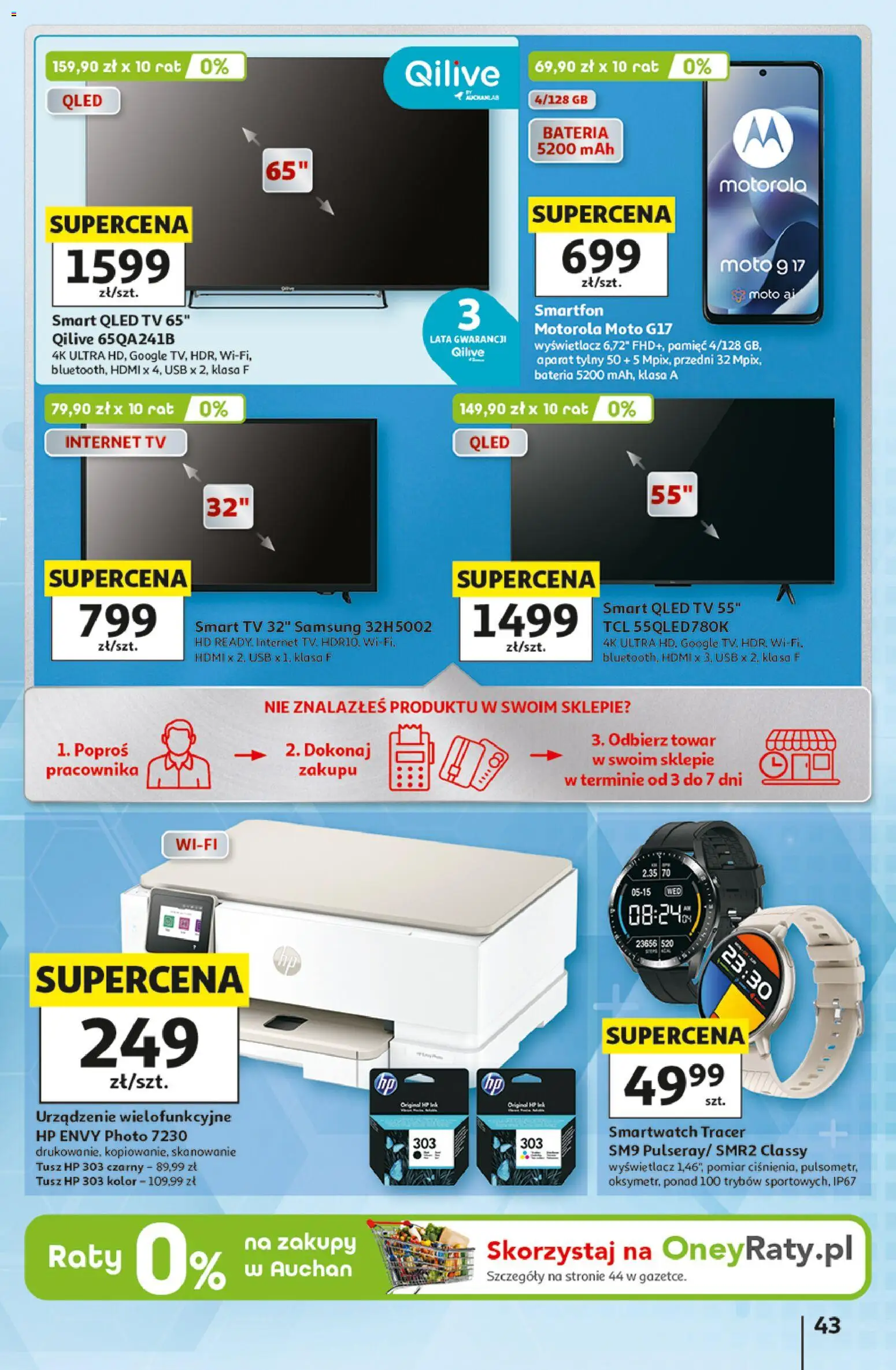 Auchan gazetka - Hipermarket od 15.10.2026 | Strona: 43 | Produkty: Smartfon, USB, Smartwatch, Bateria