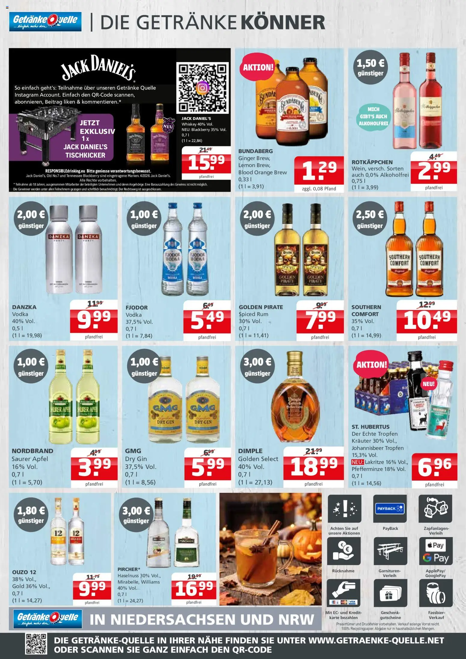 Getränke Quelle Prospekt Aken – gültig ab 12.10.2026 | Seite: 4 | Produkte: Ouzo 12, Rum, Southern comfort, Vodka
